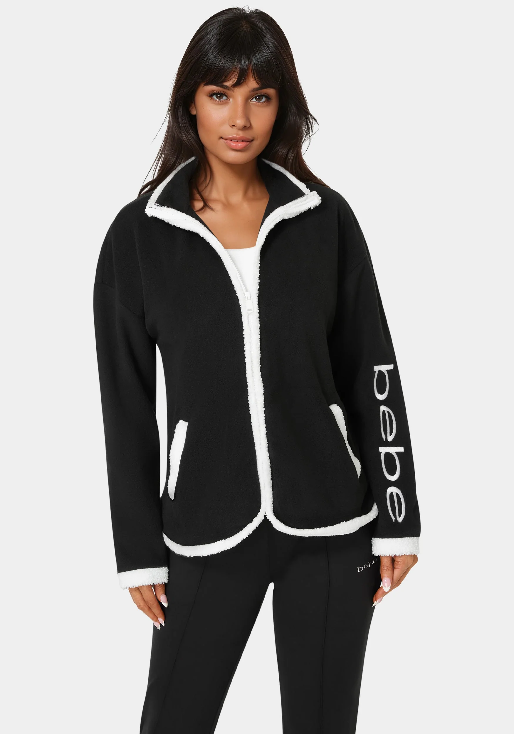 Polar Fleece Jacket With Teddy Fur Trim