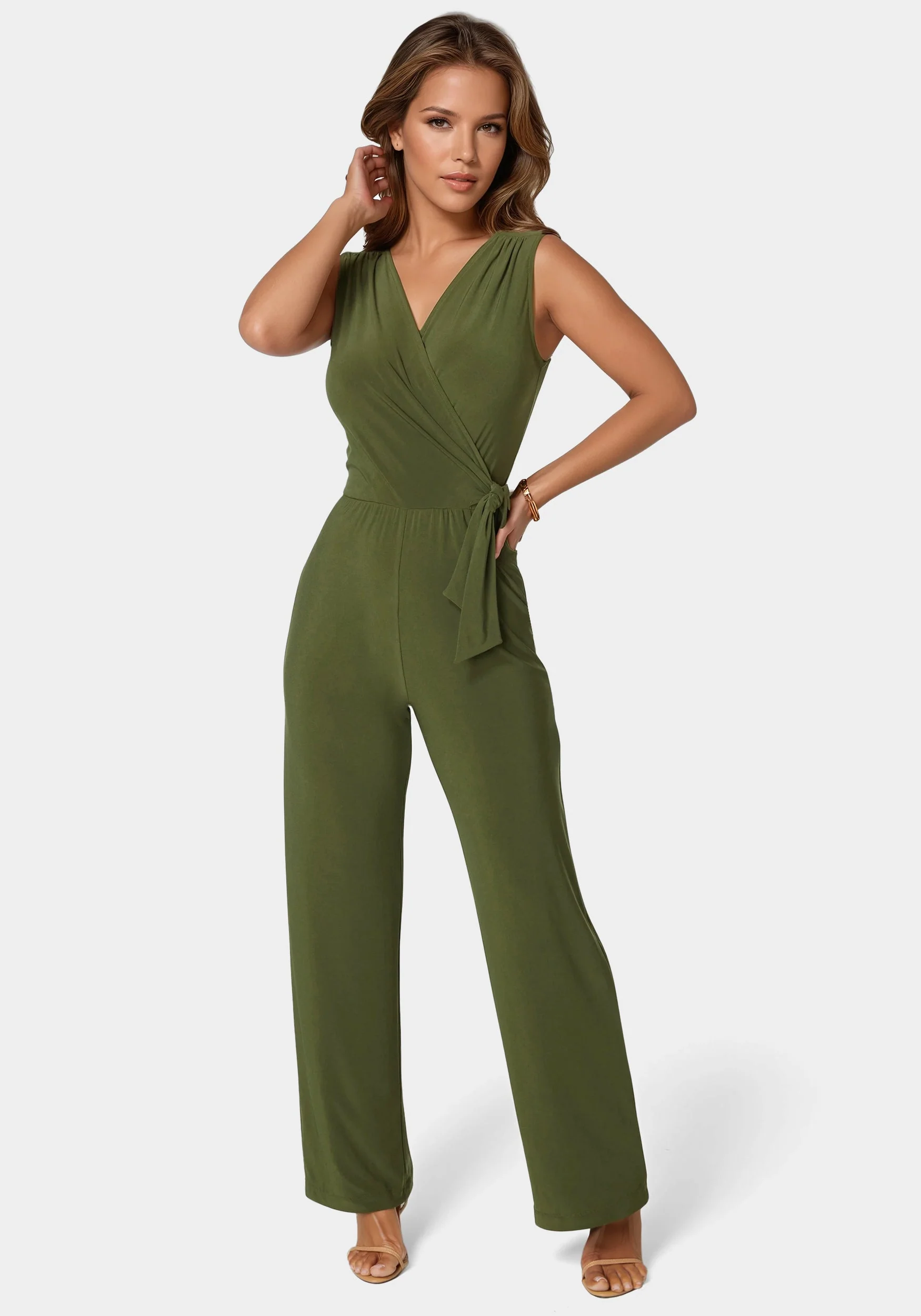 Jersey Wrap Tie Jumpsuit