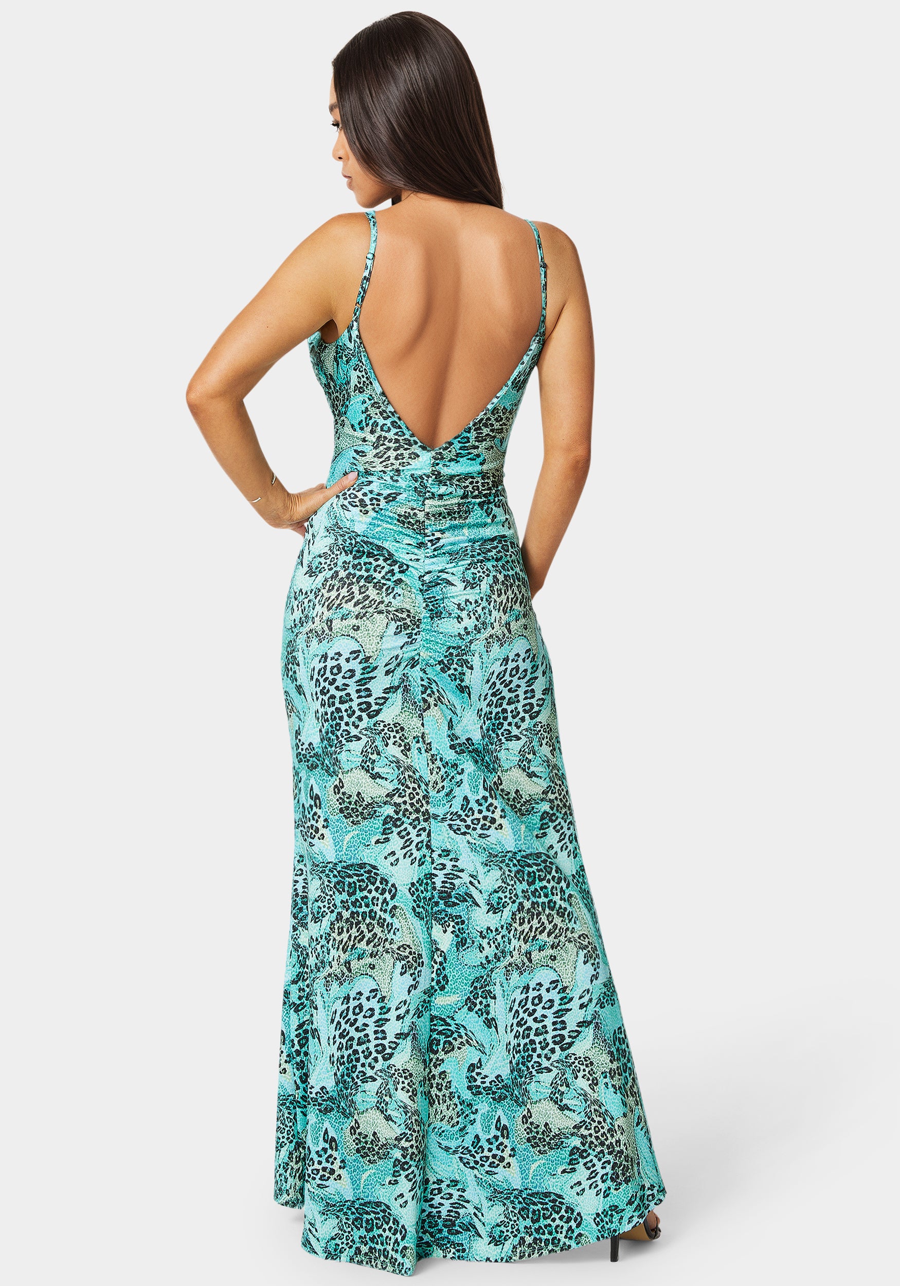 10365-ruched-high-slit-printed-dress-3.jpg Ruched High Slit Printed Dress