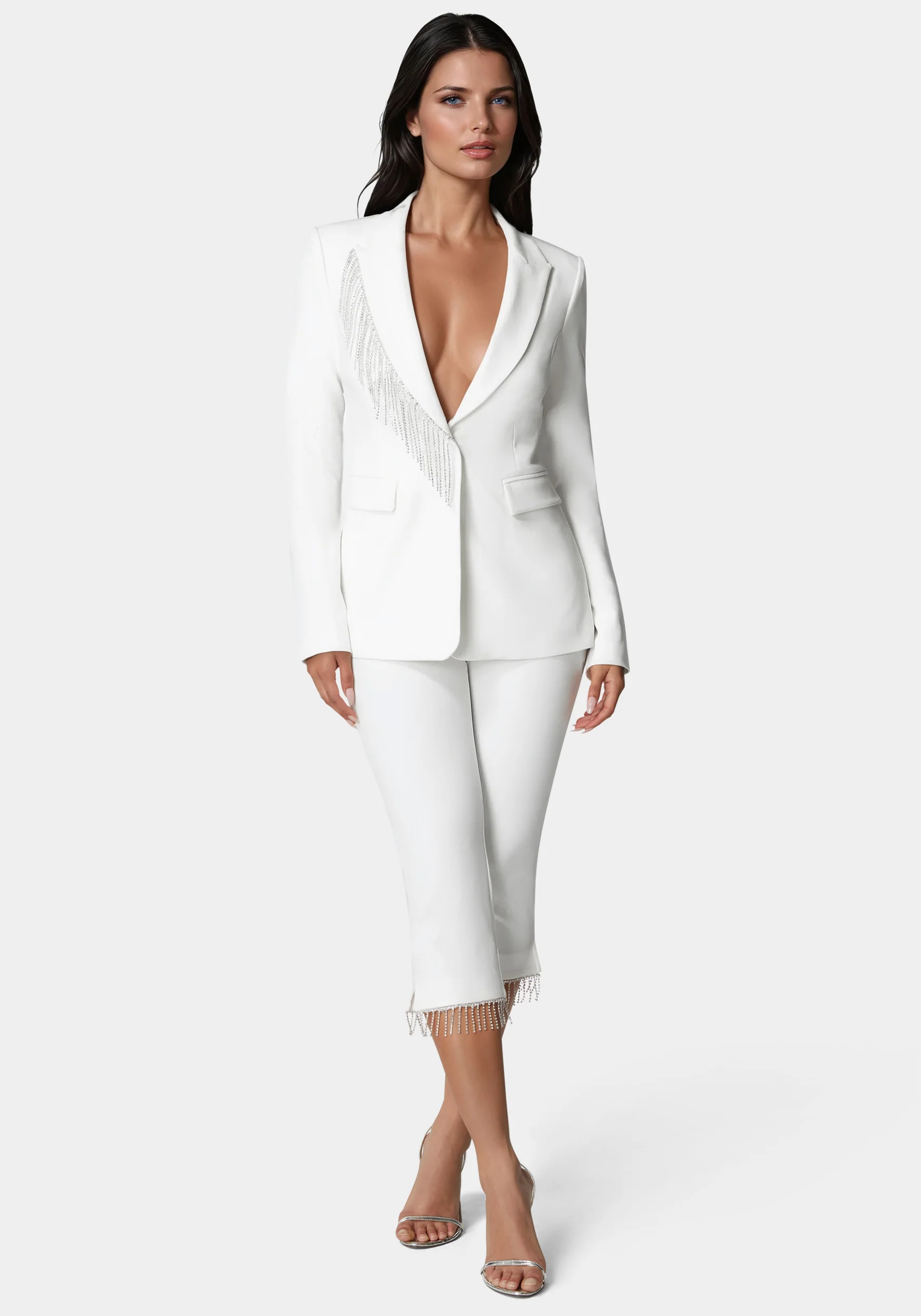 Rhinestone Fringe Tailored Blazer
