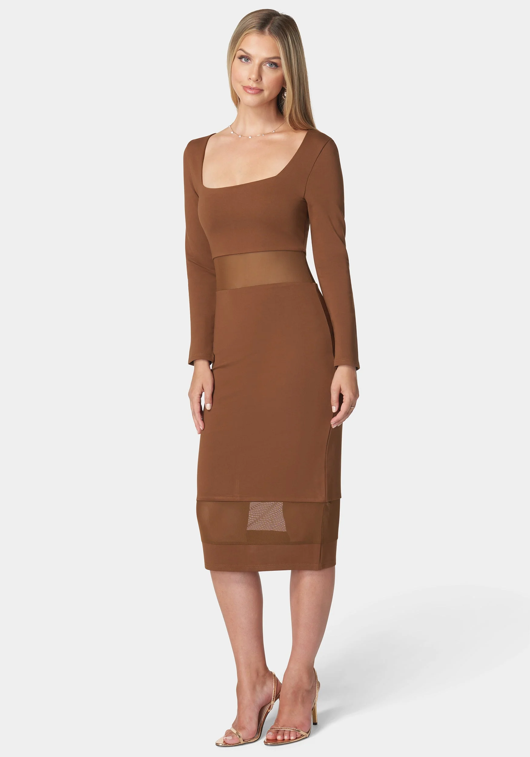 11858-square-neck-mesh-inset-dress-2.webp Square Neck Mesh Inset Dress