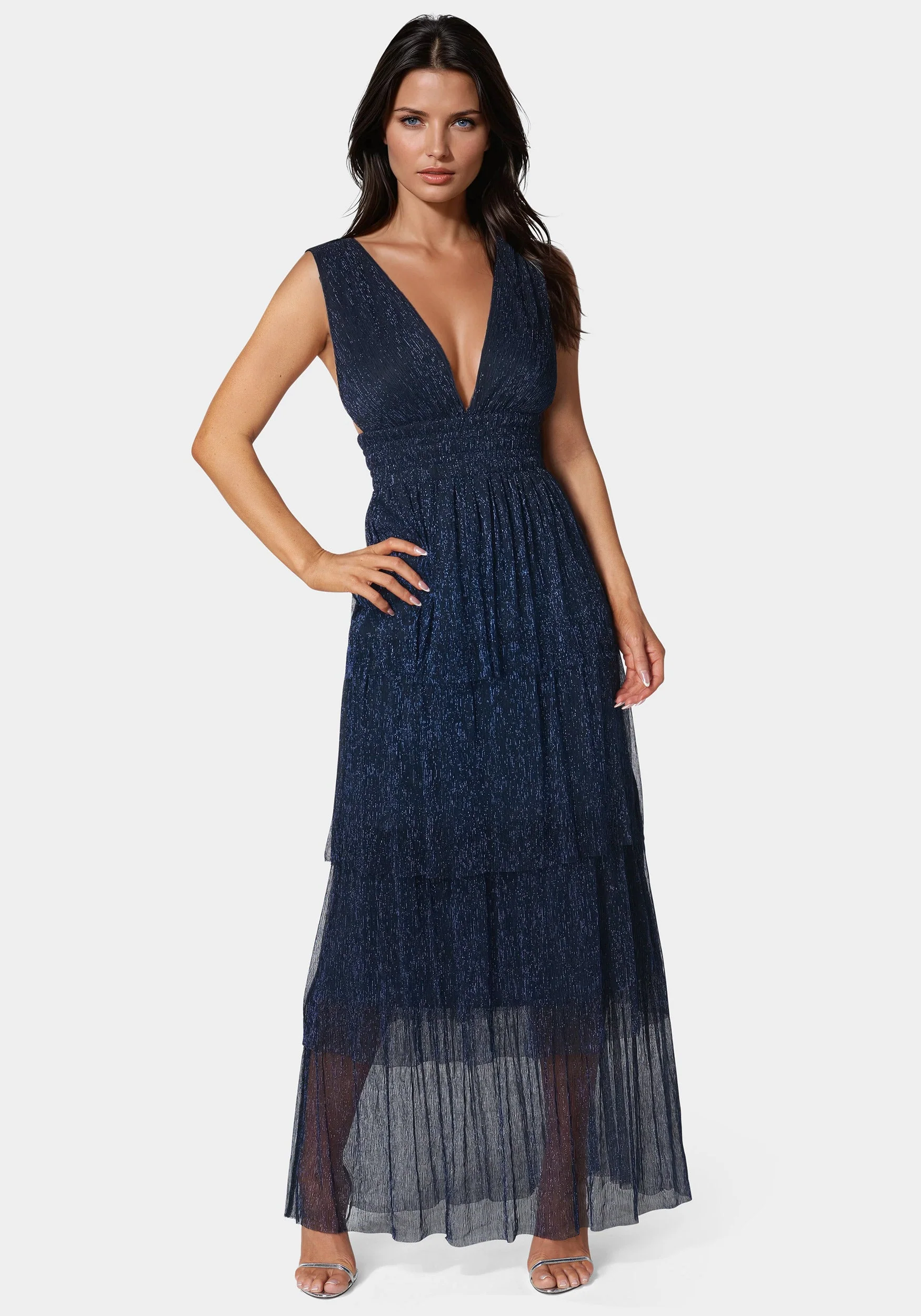 12263-tiered-plunge-neck-lurex-midi-dress-1.webp Tiered Plunge Neck Lurex Midi Dress