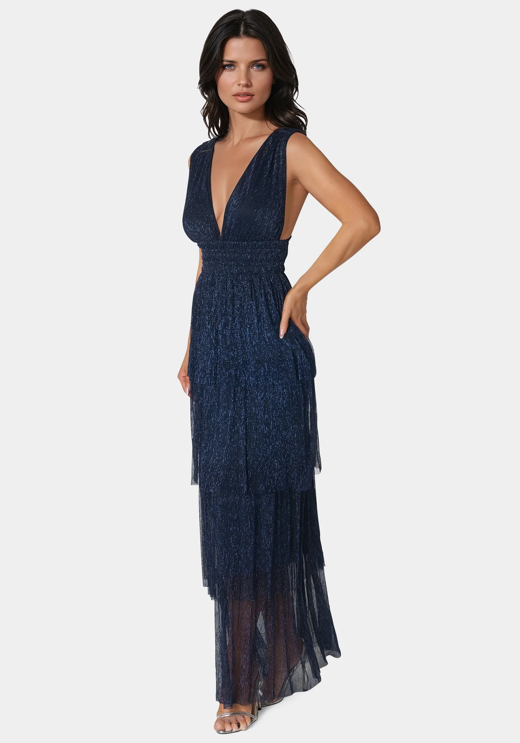 12263-tiered-plunge-neck-lurex-midi-dress-2.webp Tiered Plunge Neck Lurex Midi Dress