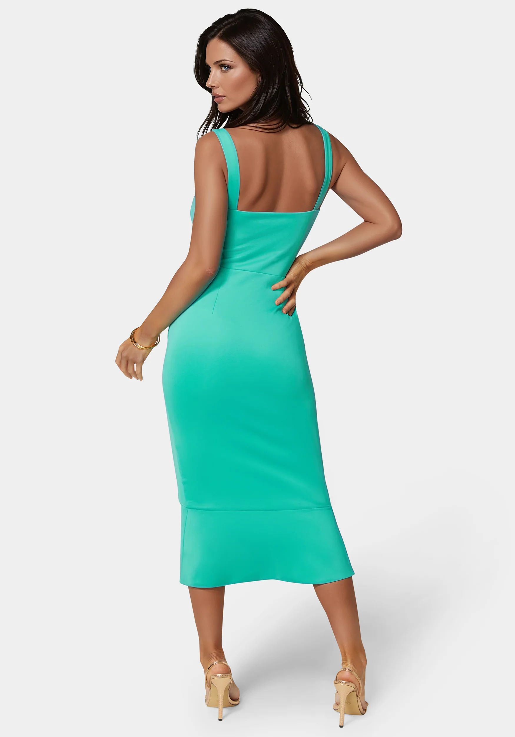 12327-scuba-bustier-ruffle-wrap-dress-4.webp Scuba Bustier Ruffle Wrap Dress