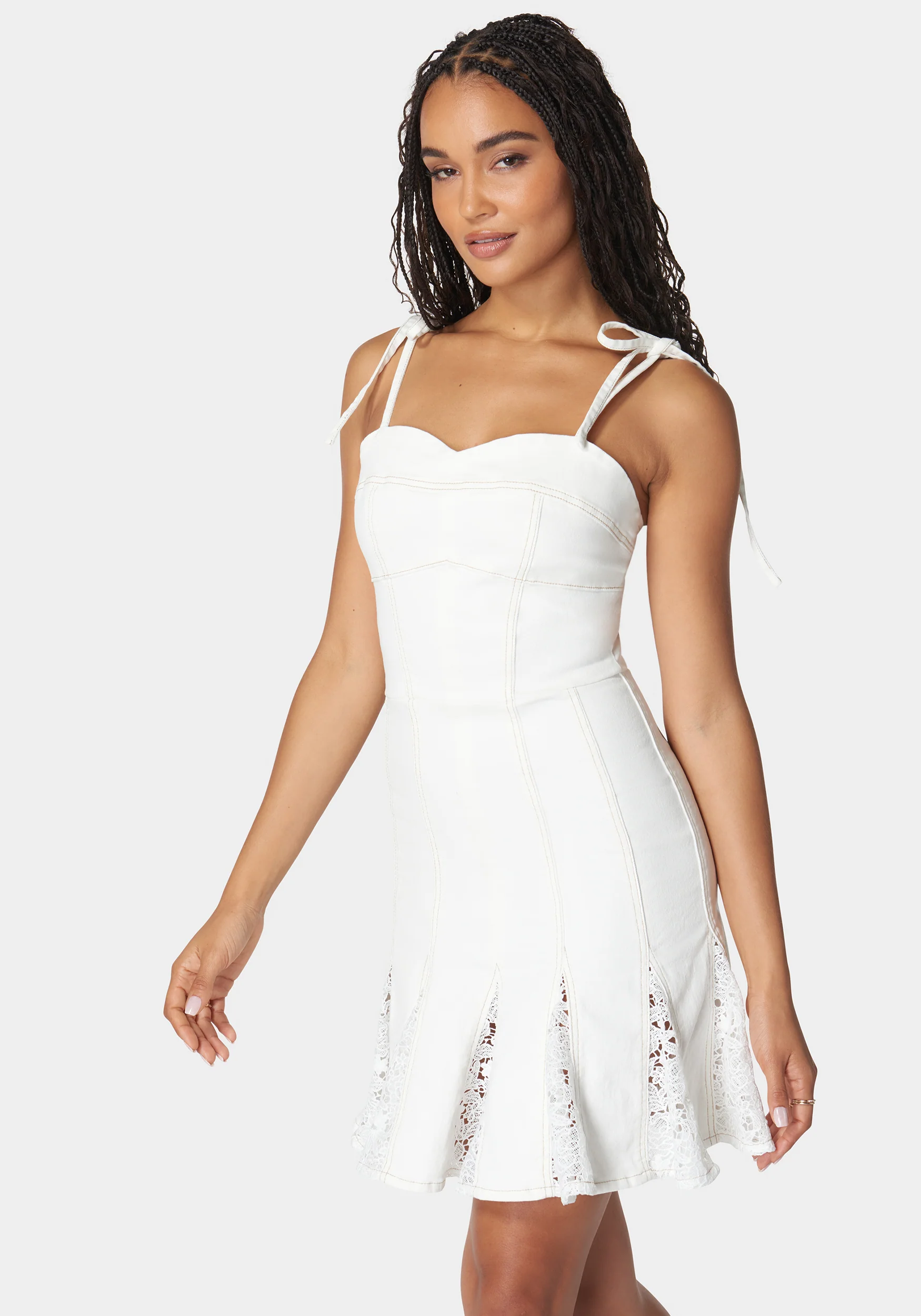 1678-lace-insert-fit-and-flare-denim-dress-2.webp Lace Insert Fit And Flare Denim Dress