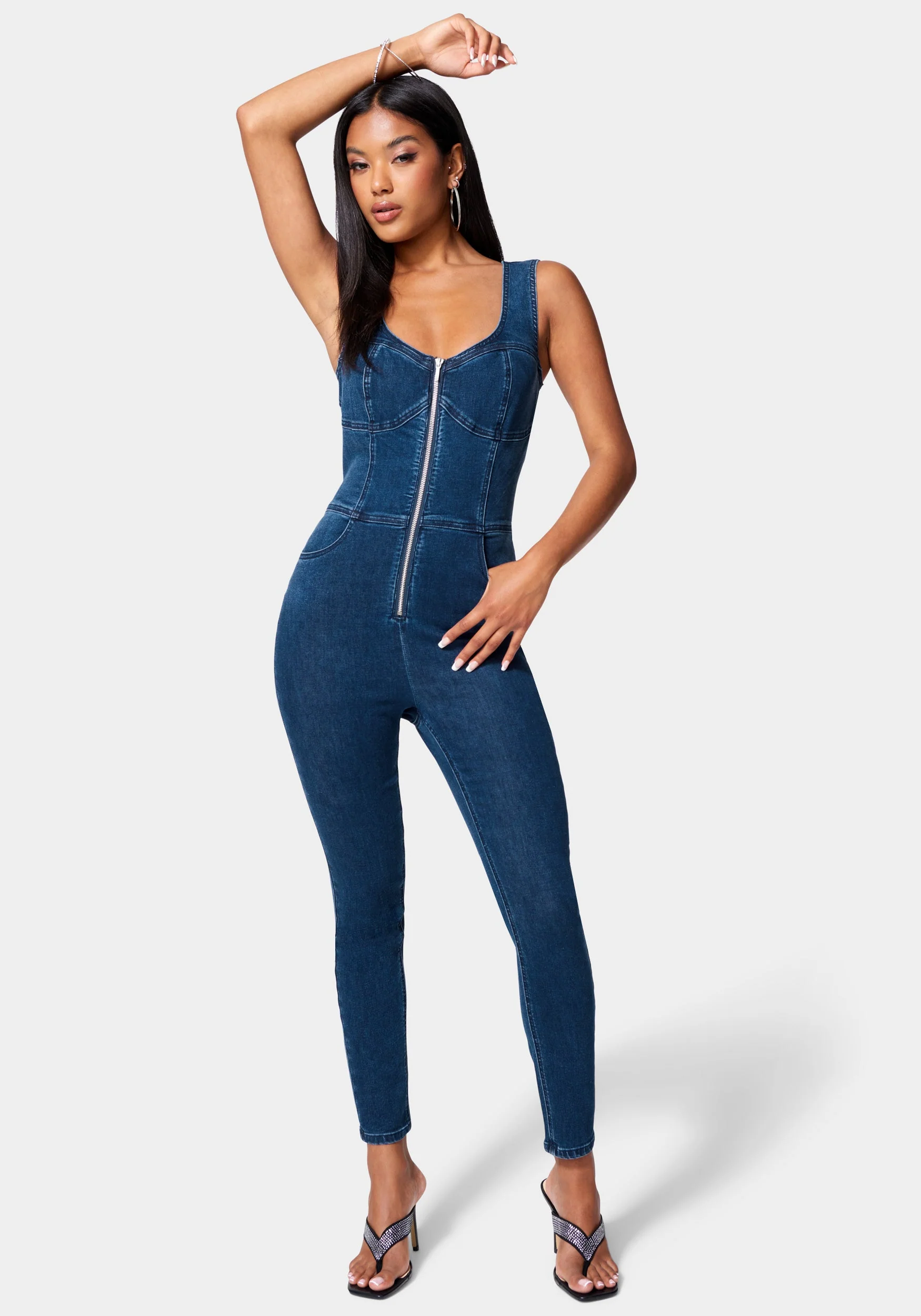 1896-skinny-leg-front-zip-denim-jumpsuit-2.webp Skinny Leg Front Zip Denim Jumpsuit