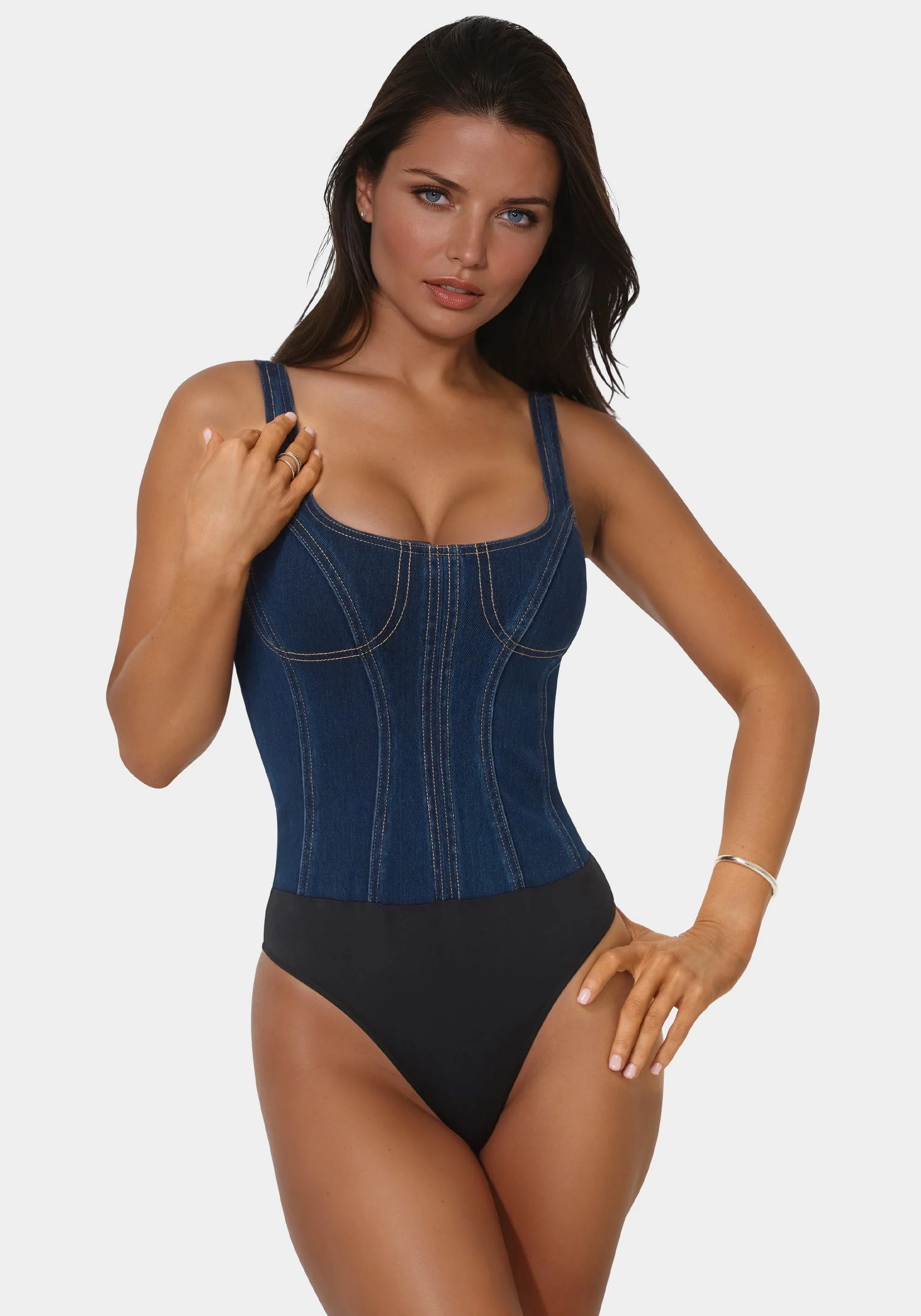 Fitted Denim Bodysuit