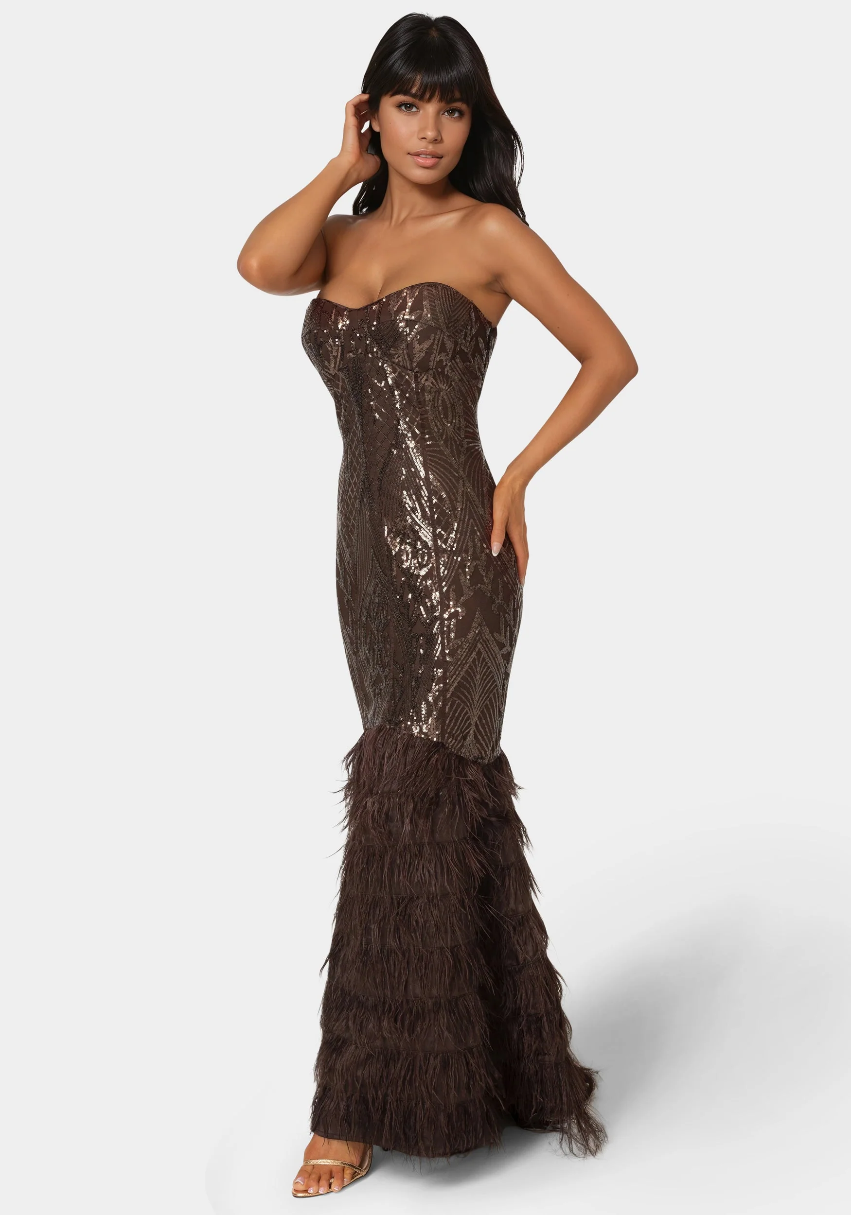 Sequin Feather Gown