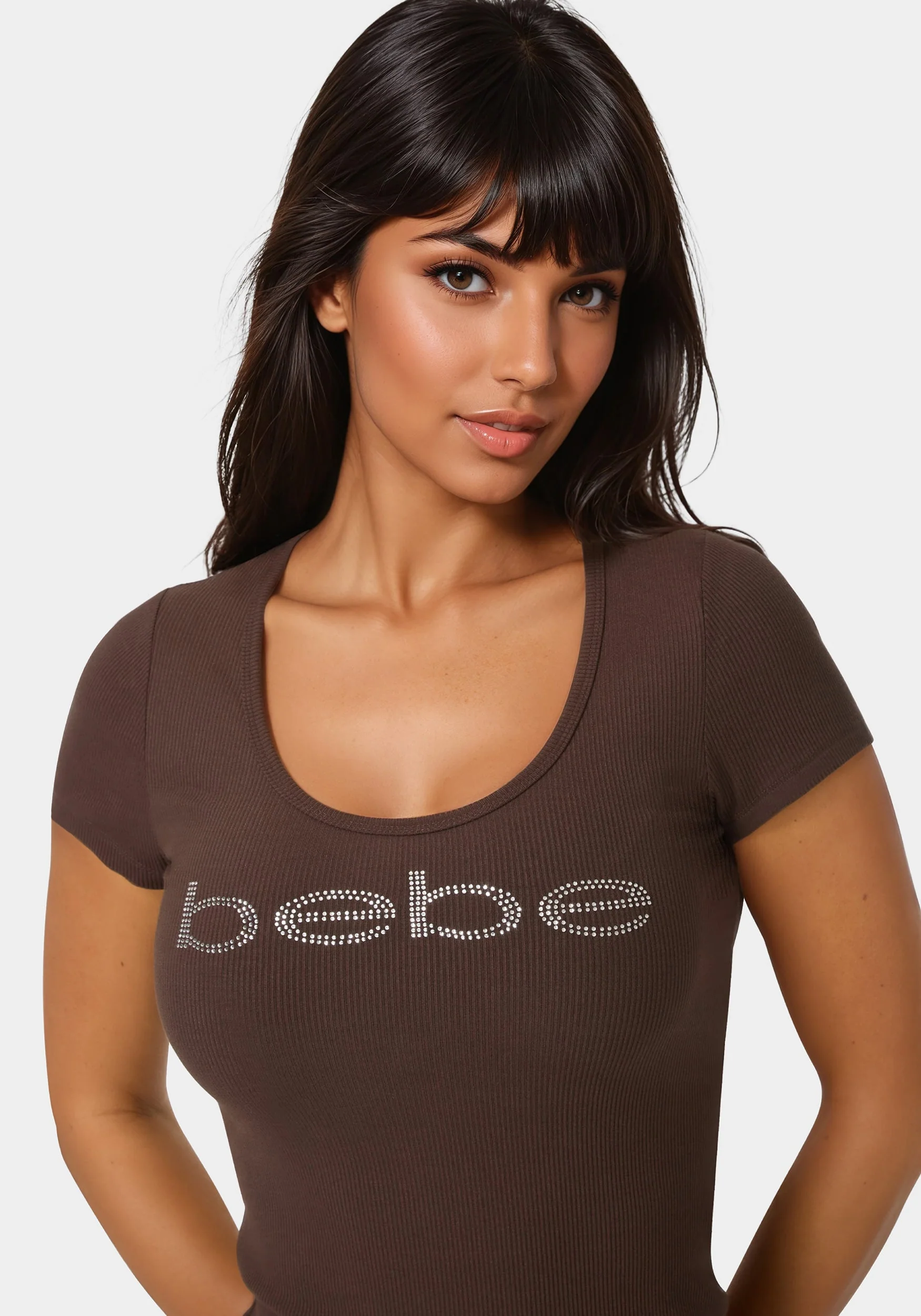 203-bebe-logo-short-sleeve-round-neck-rib-top-5.webp Bebe Logo Short Sleeve Round Neck Rib Top