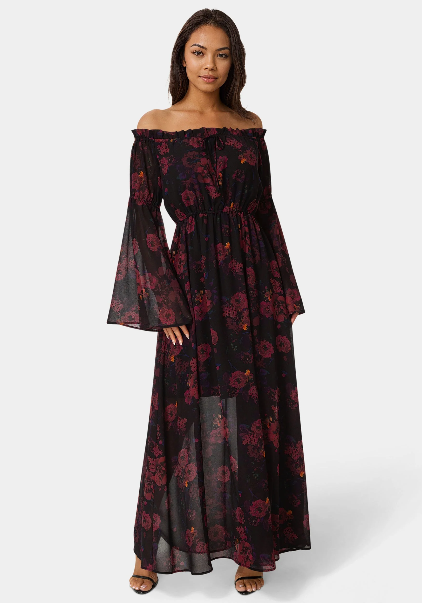 Off the Shoulder Bell Sleeve Maxi Dress