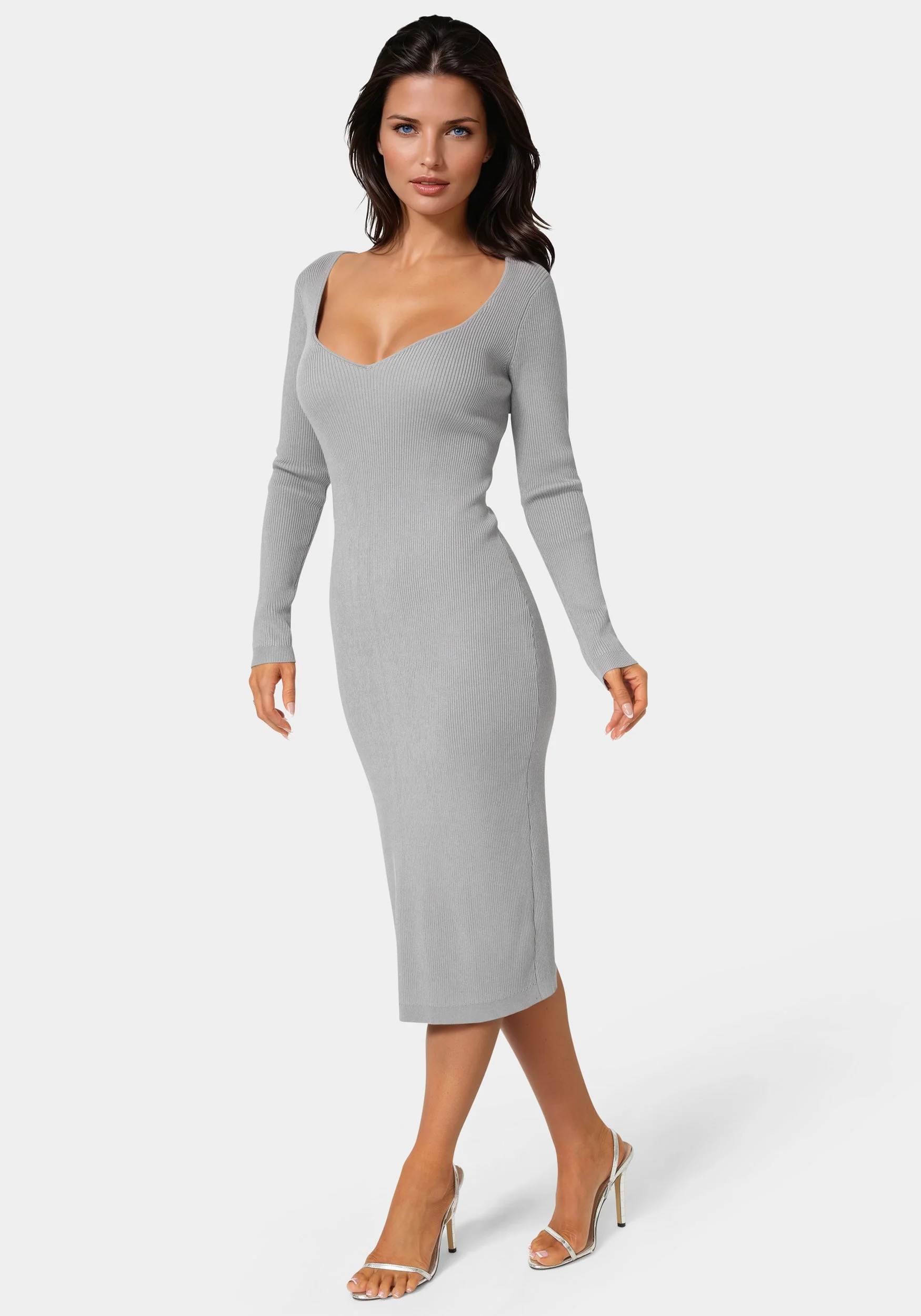 2514-long-sleeve-v-neck-midi-sweater-dress-2.webp Long Sleeve V-Neck Midi Sweater Dress