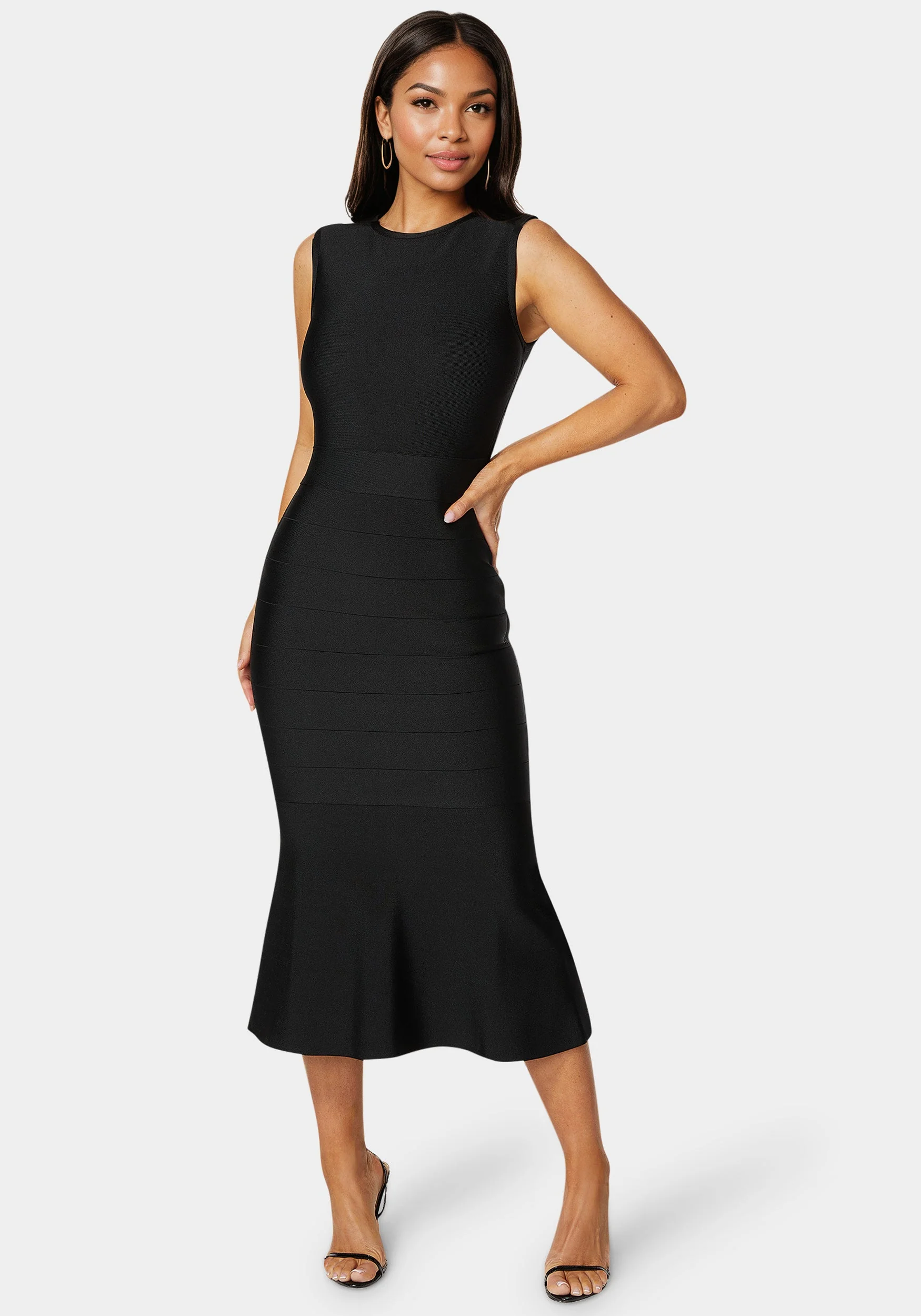 Cap Sleeve Bandage Flounce Dress