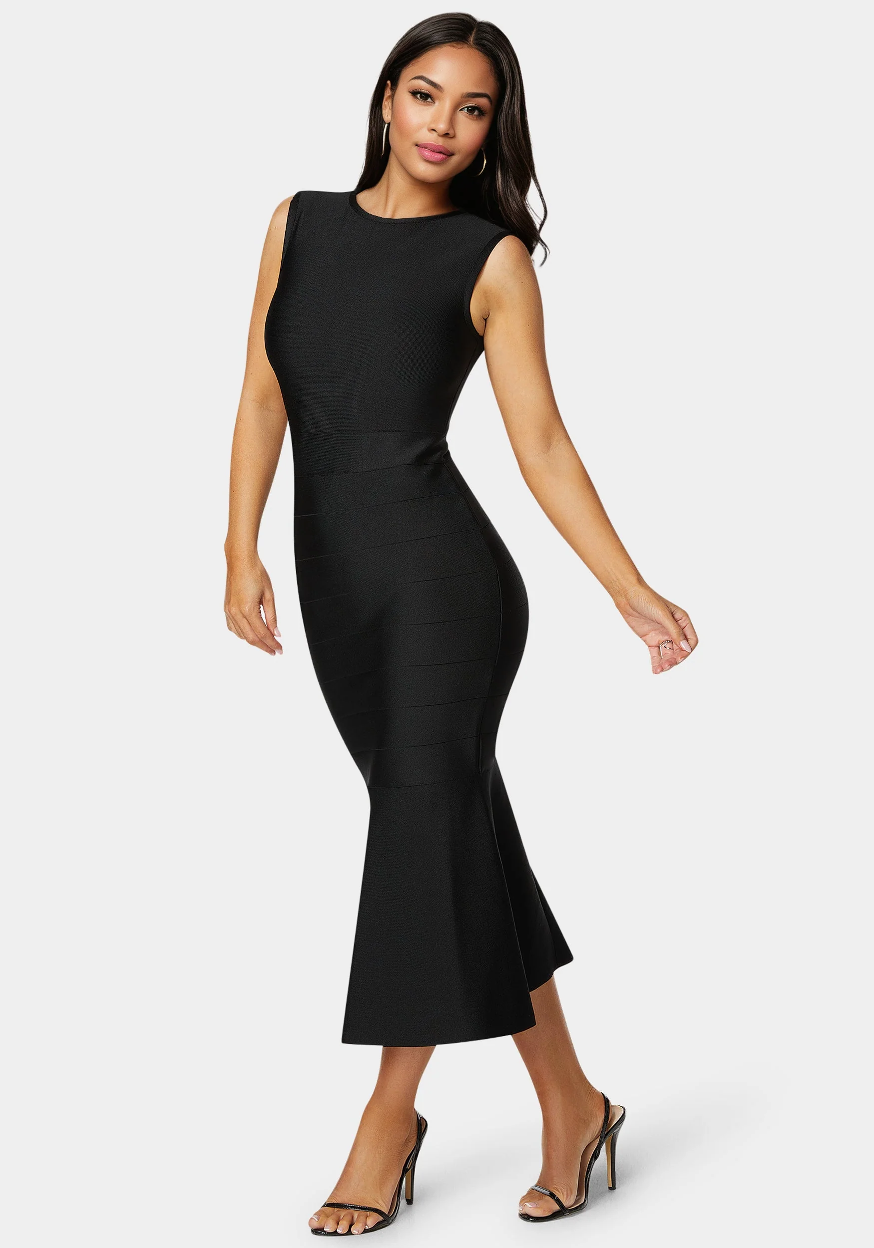 Cap Sleeve Bandage Flounce Dress