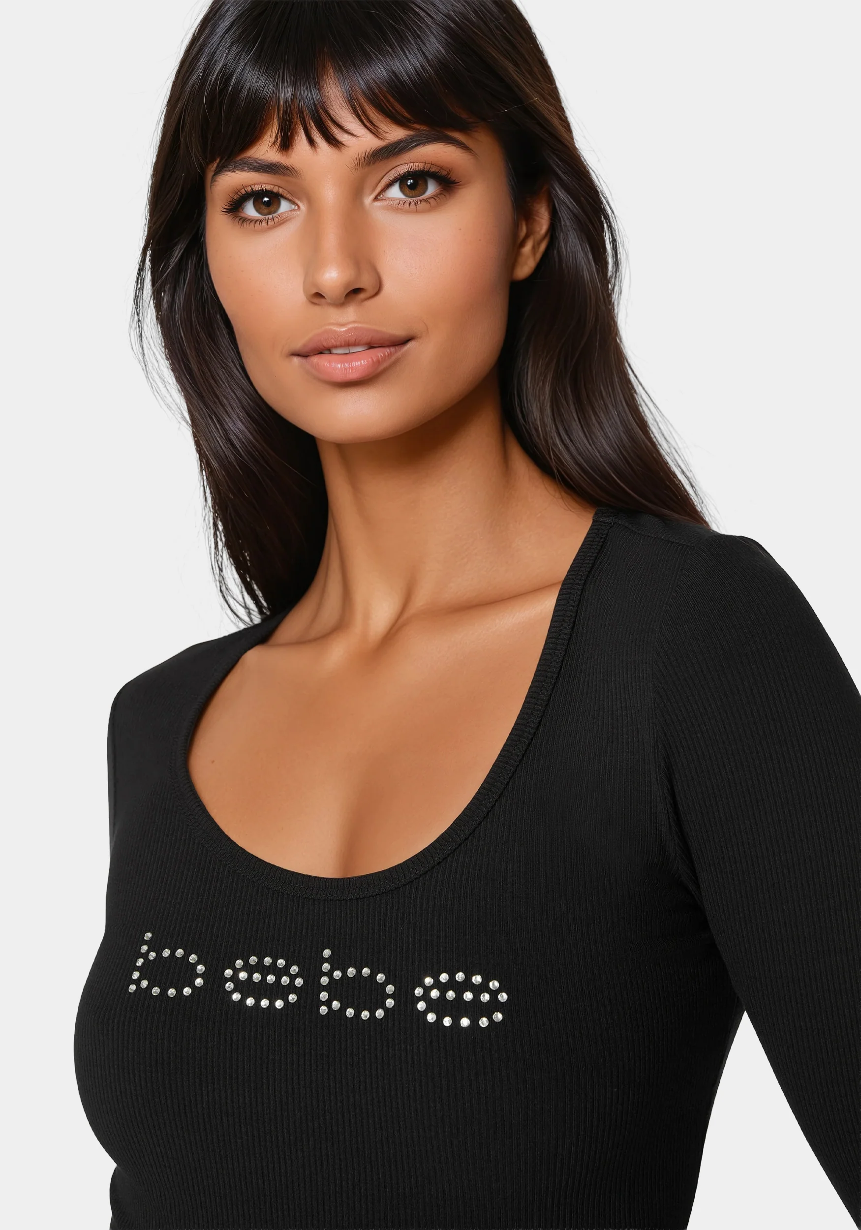 3307-bebe-logo-long-sleeve-scoop-neck-single-stone-rib-top-3.webp Bebe Logo Long Sleeve Scoop Neck Single Stone Rib Top