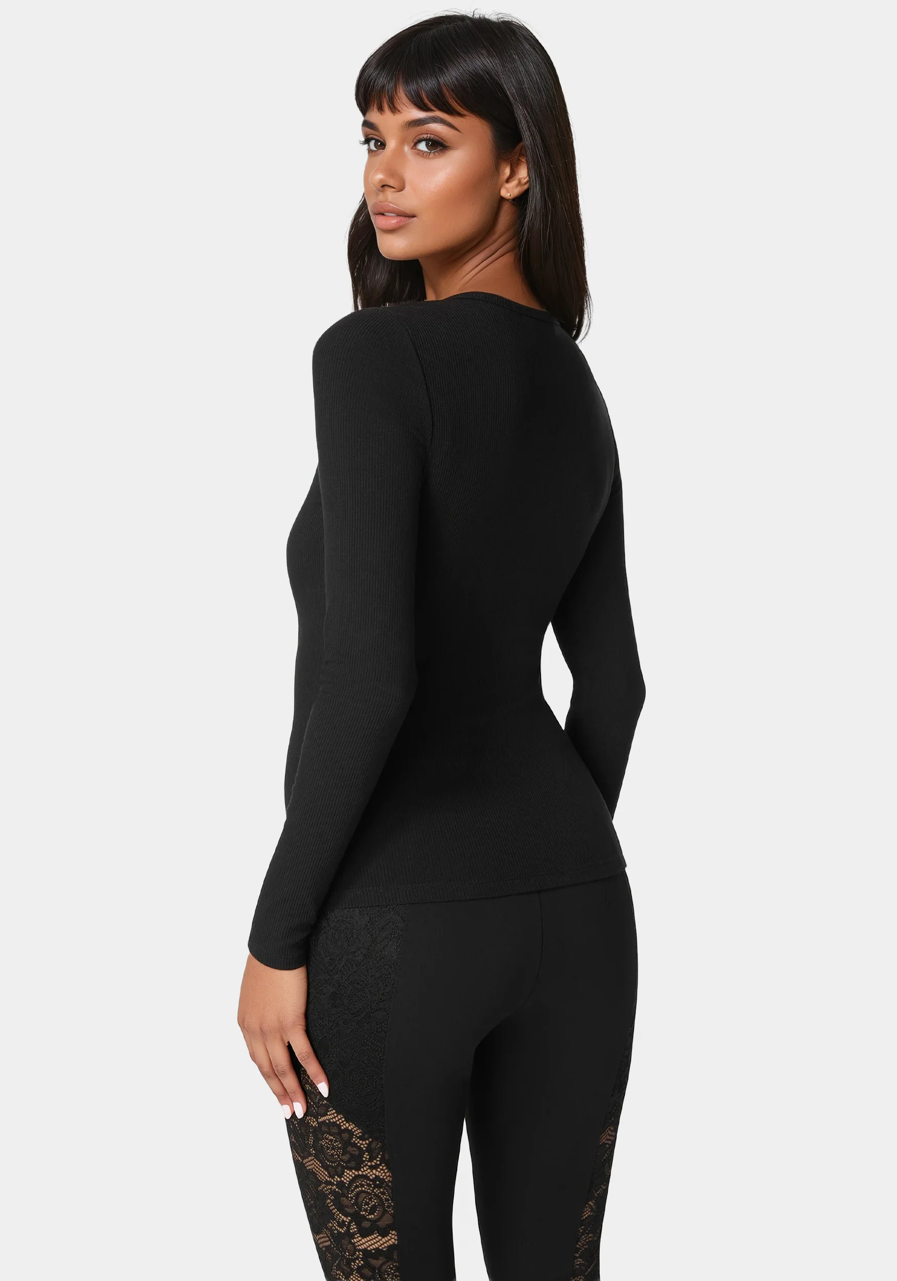 3307-bebe-logo-long-sleeve-scoop-neck-single-stone-rib-top-4.webp Bebe Logo Long Sleeve Scoop Neck Single Stone Rib Top