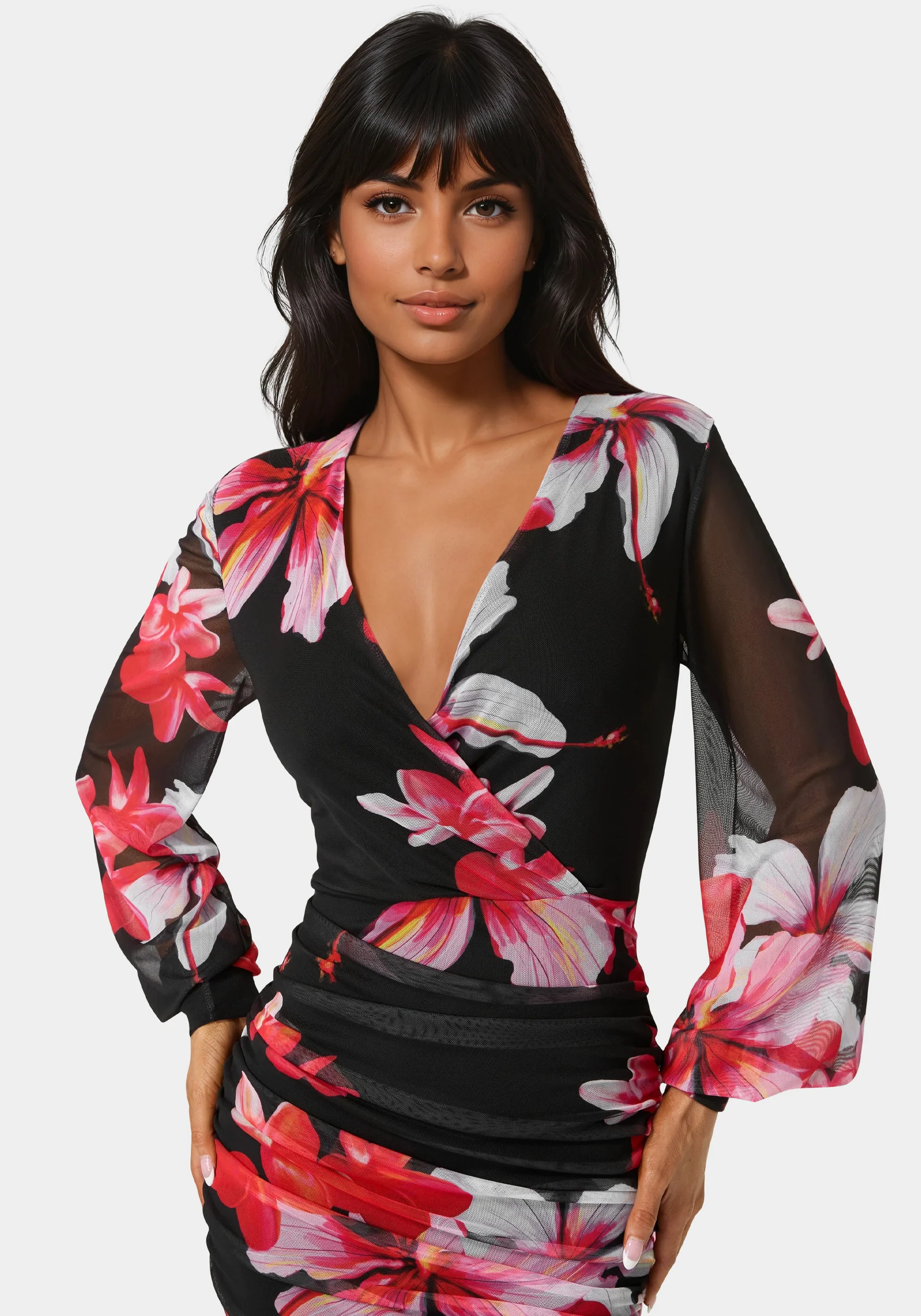 3586-long-sleeve-ruched-mesh-mini-dress-3.webp Long Sleeve Ruched Mesh Mini Dress
