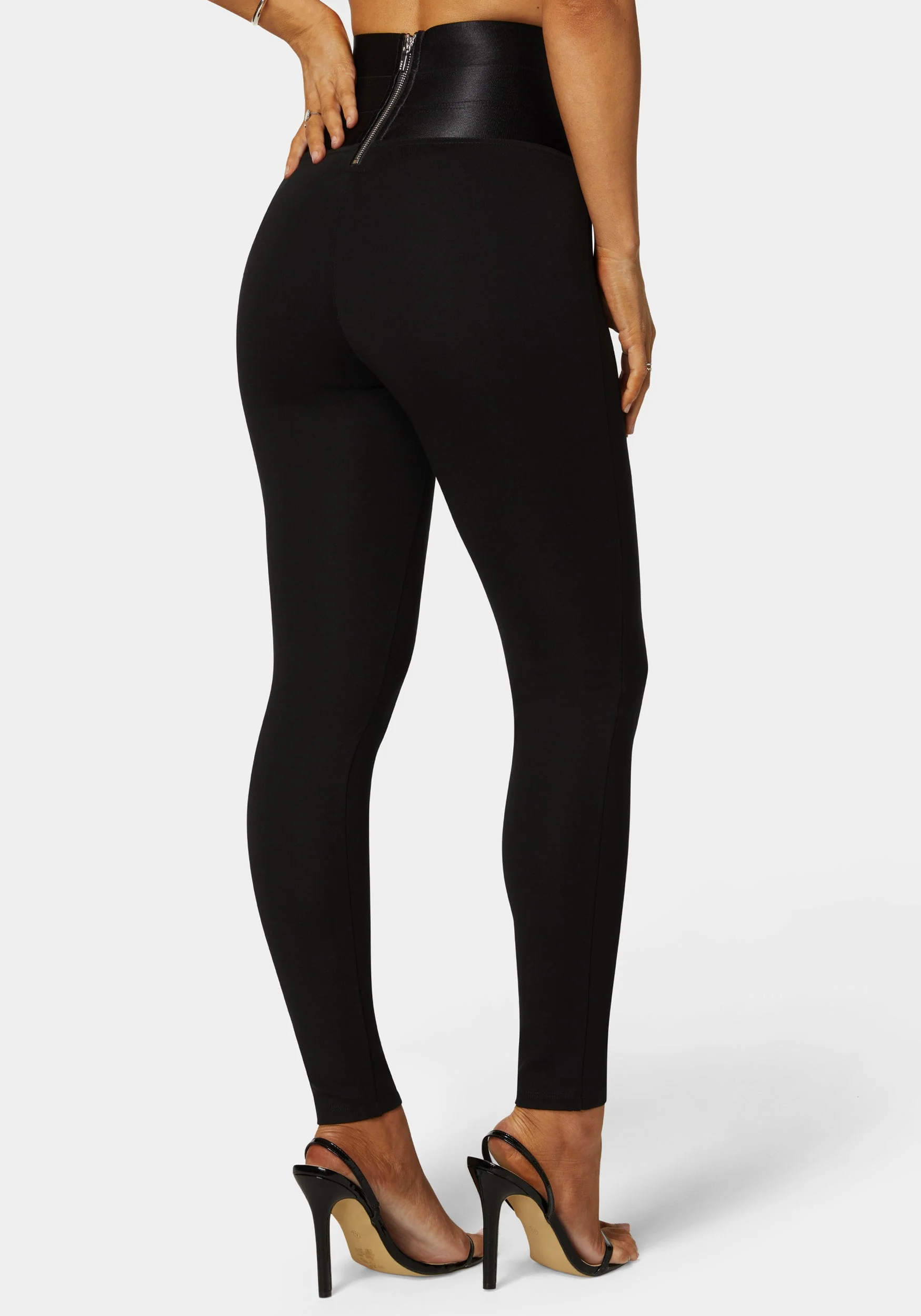 High Waisted Elastic Waistband Lace Up Legging