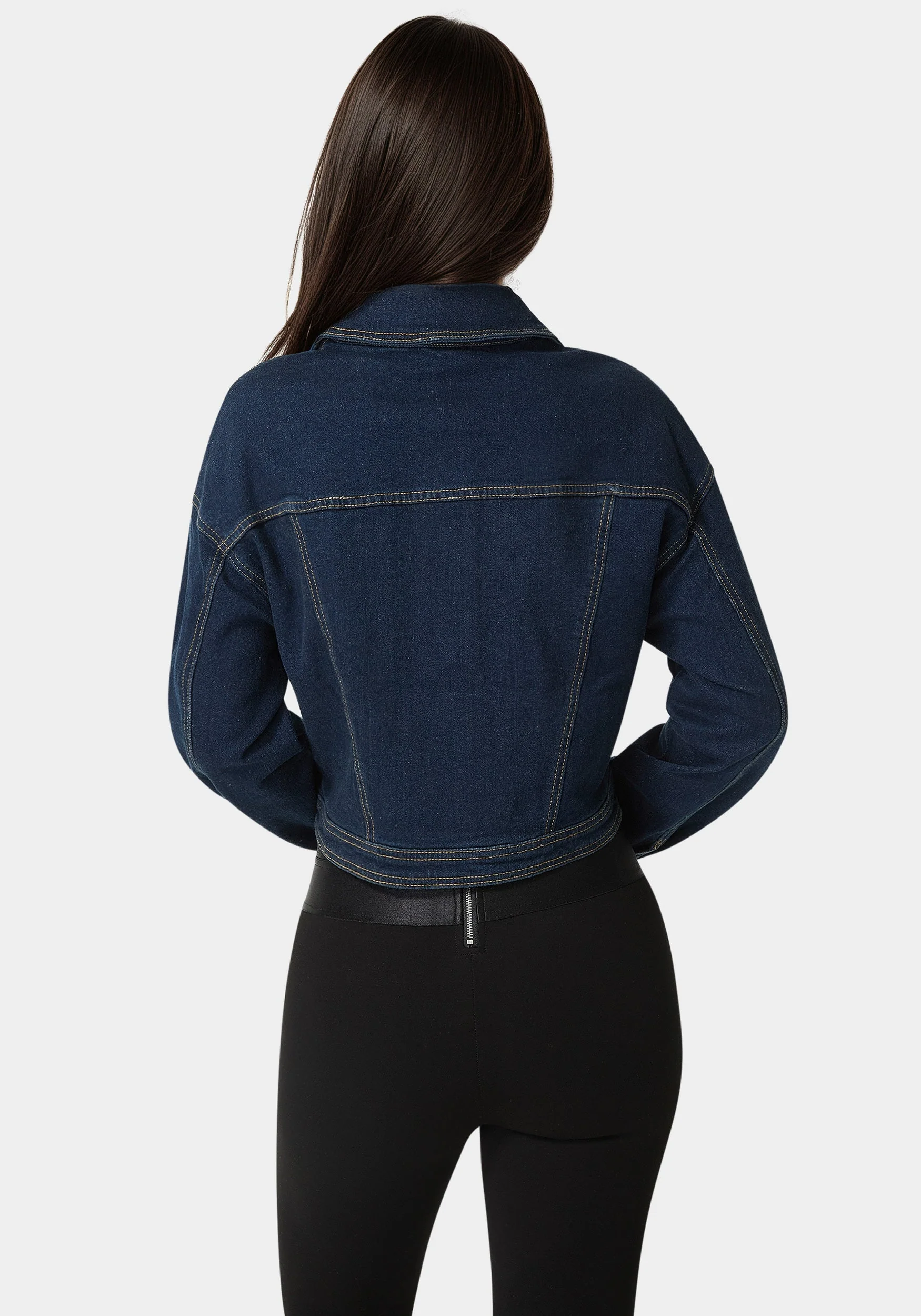 Button Front Stud Detail Denim Jacket