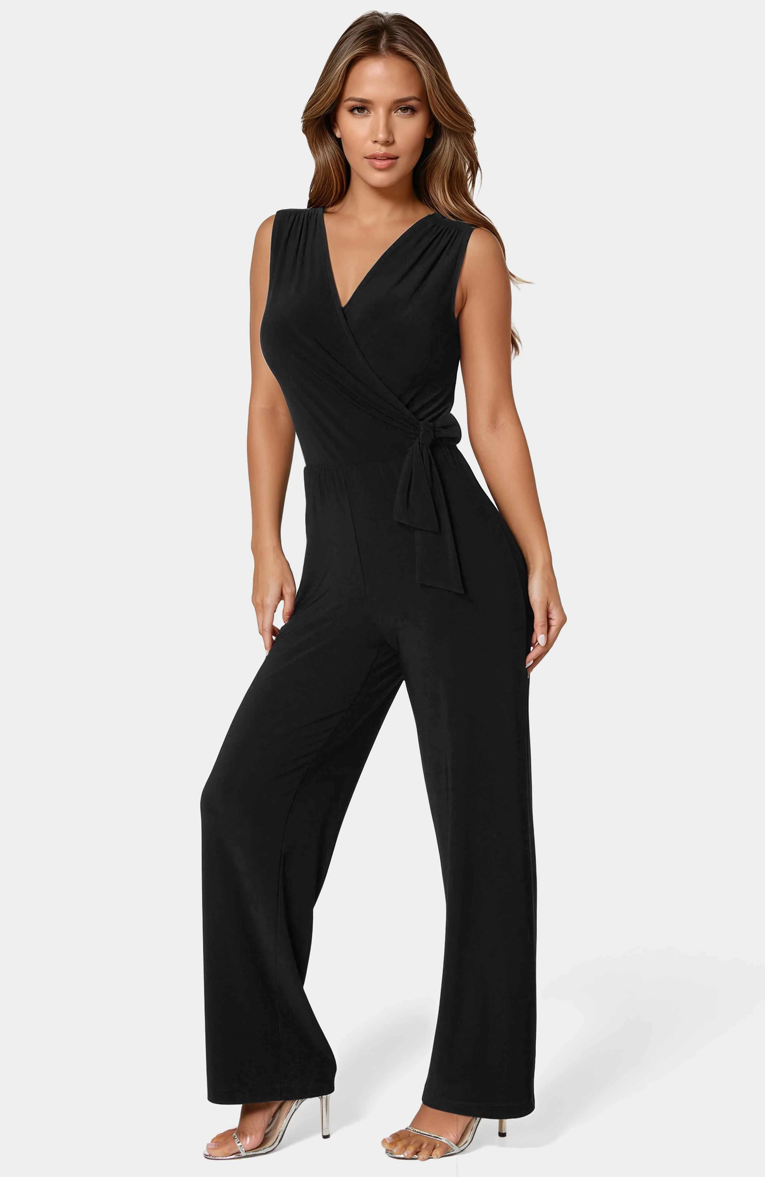 Jersey Wrap Tie Jumpsuit