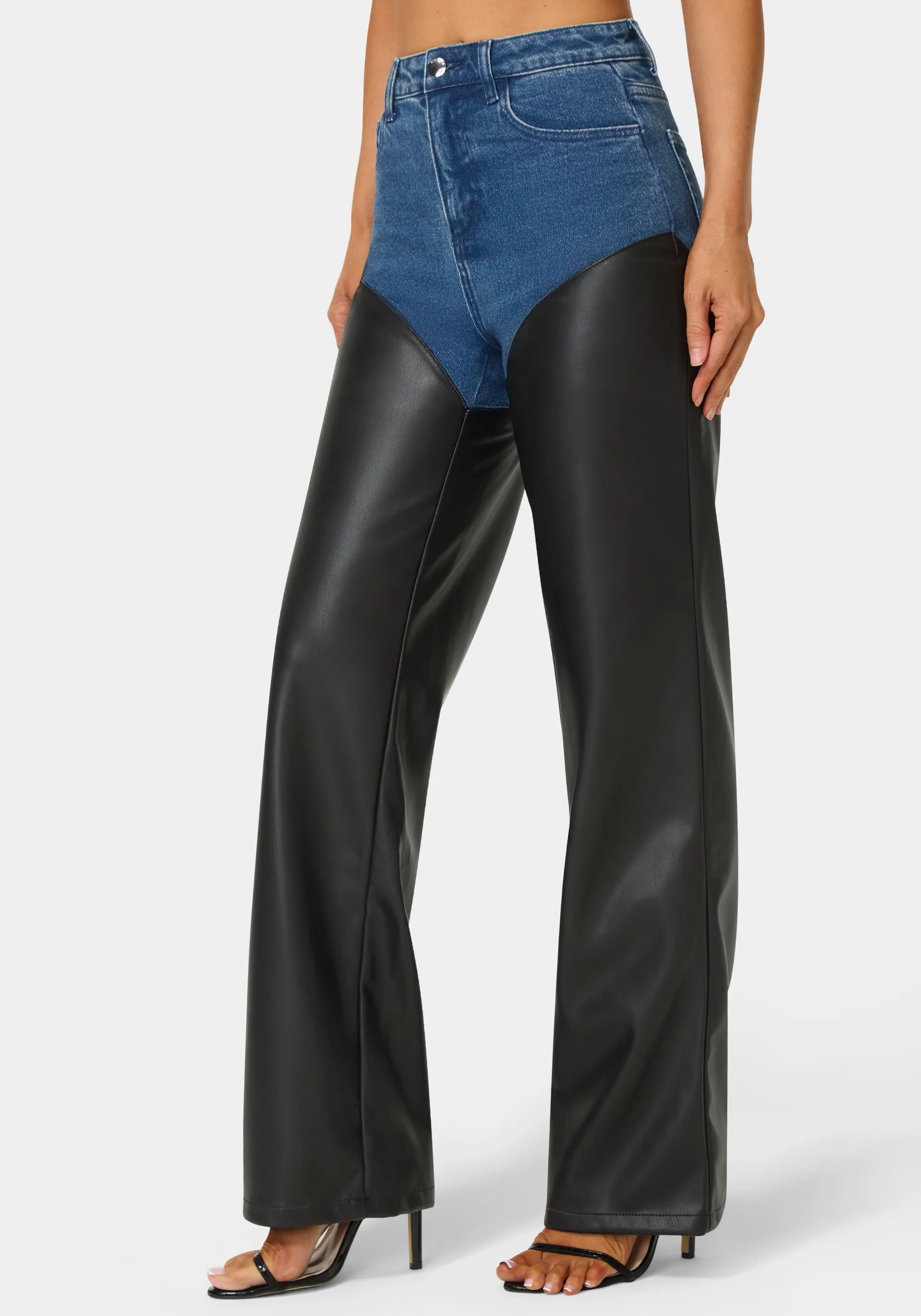 4013-high-waist-vegan-leather-combo-wide-leg-jean-3.webp High Waist Vegan Leather Combo Wide Leg Jean