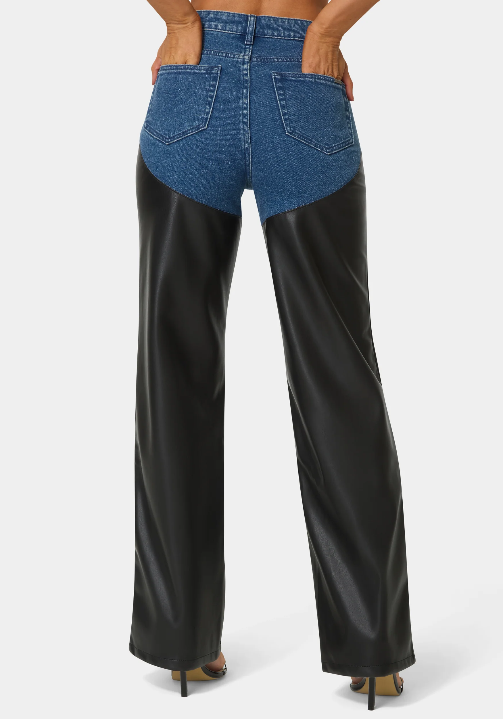 4013-high-waist-vegan-leather-combo-wide-leg-jean-4.webp High Waist Vegan Leather Combo Wide Leg Jean