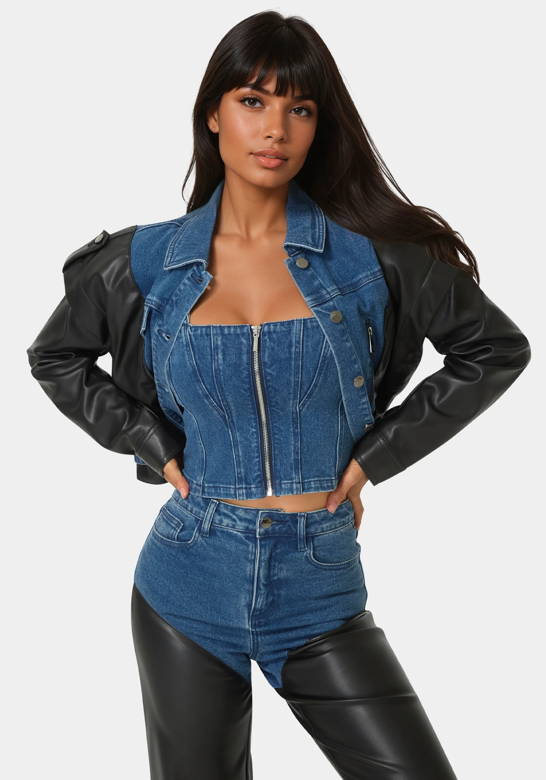 4066-vegan-leather-combo-denim-moto-jacket-1.webp Vegan Leather Combo Denim Moto Jacket
