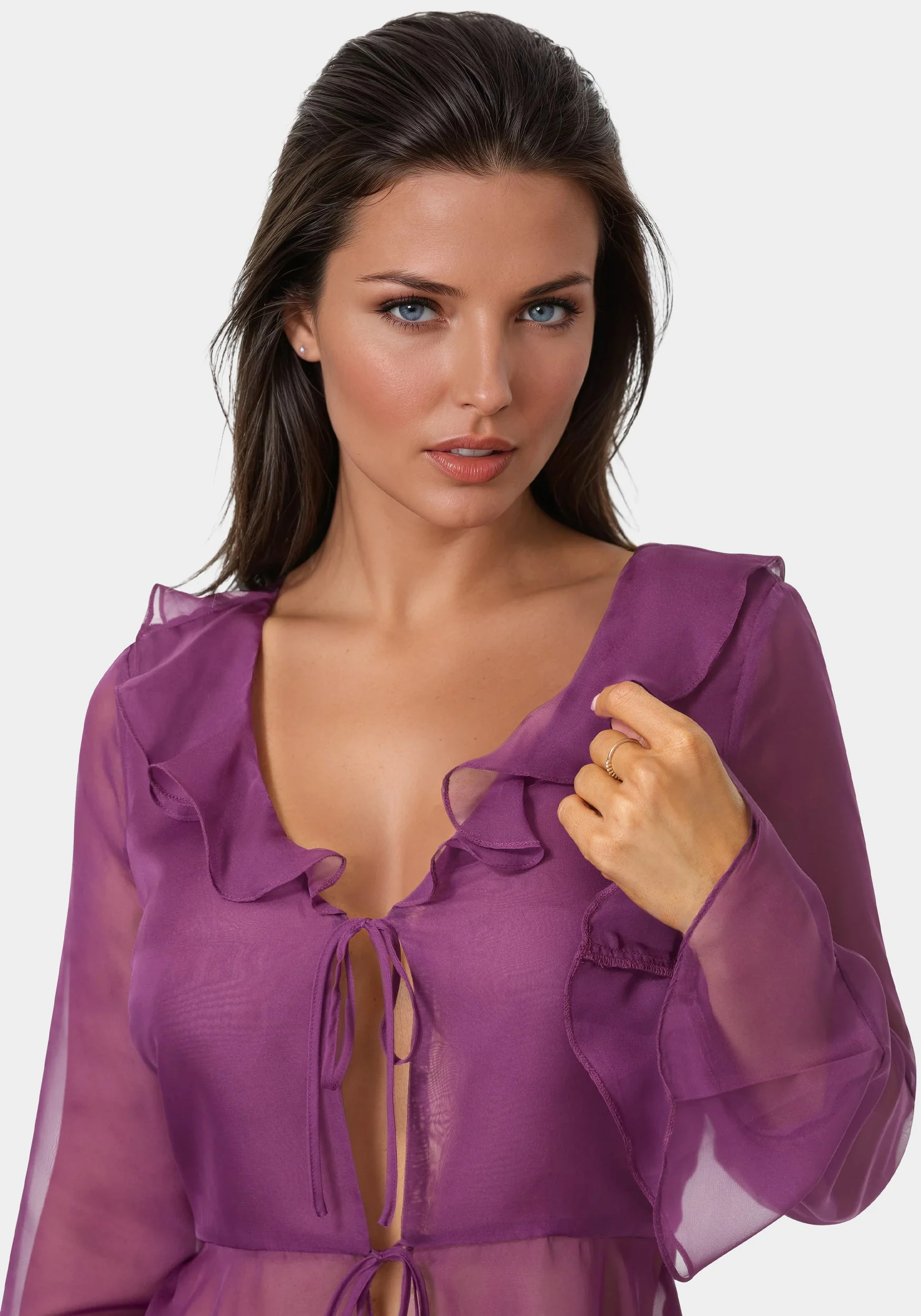 4169-chiffon-fit-flare-tie-front-blouse-4.webp Chiffon Fit & Flare Tie Front Blouse