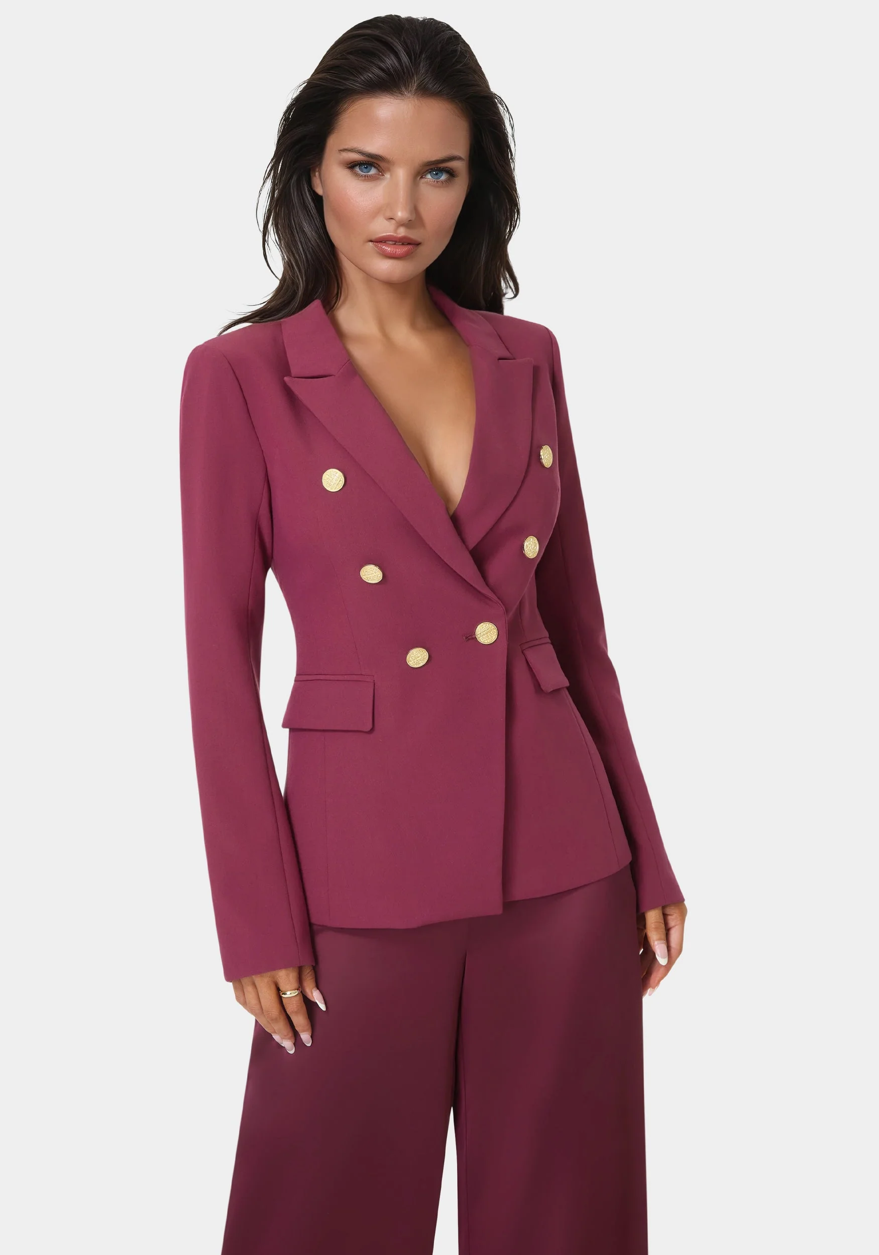 Double Breast Tailored Woven Twill Blazer