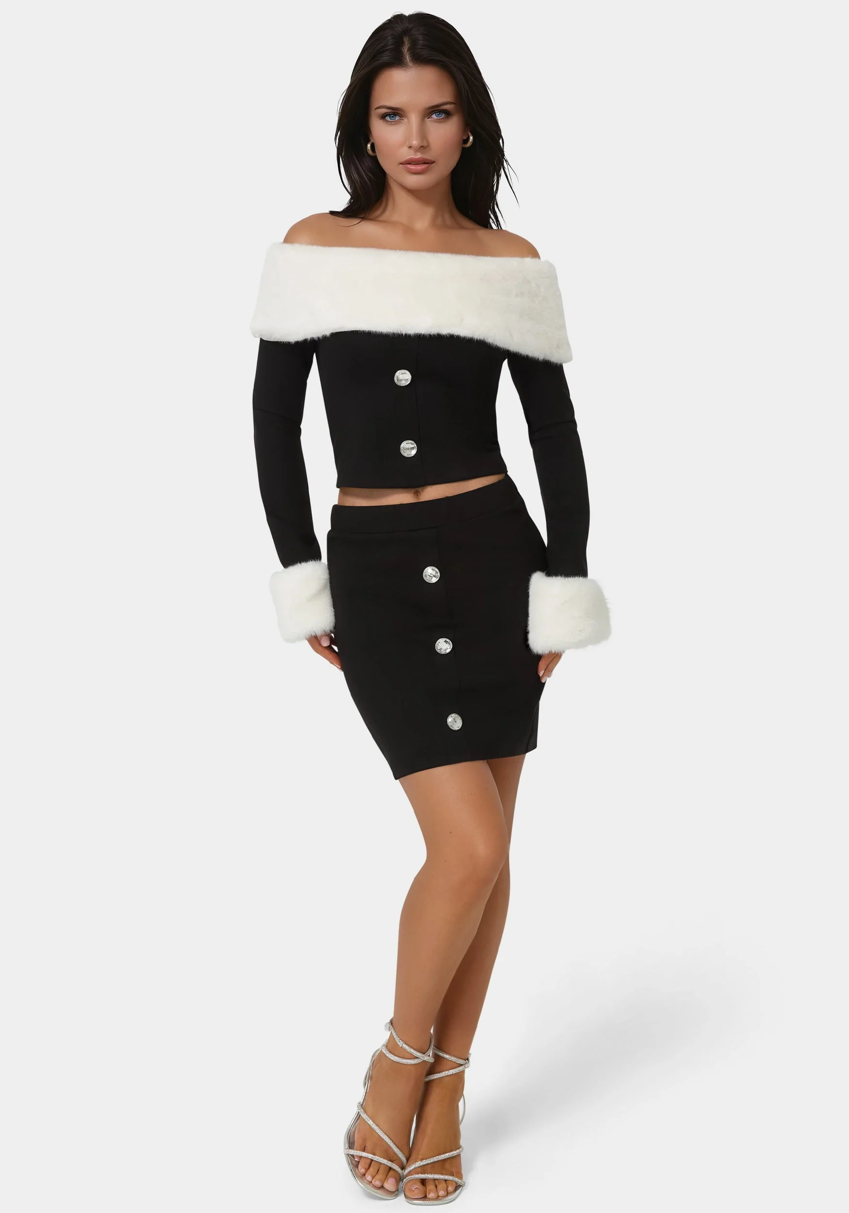 Off Shoulder Removable Faux Fur Set
