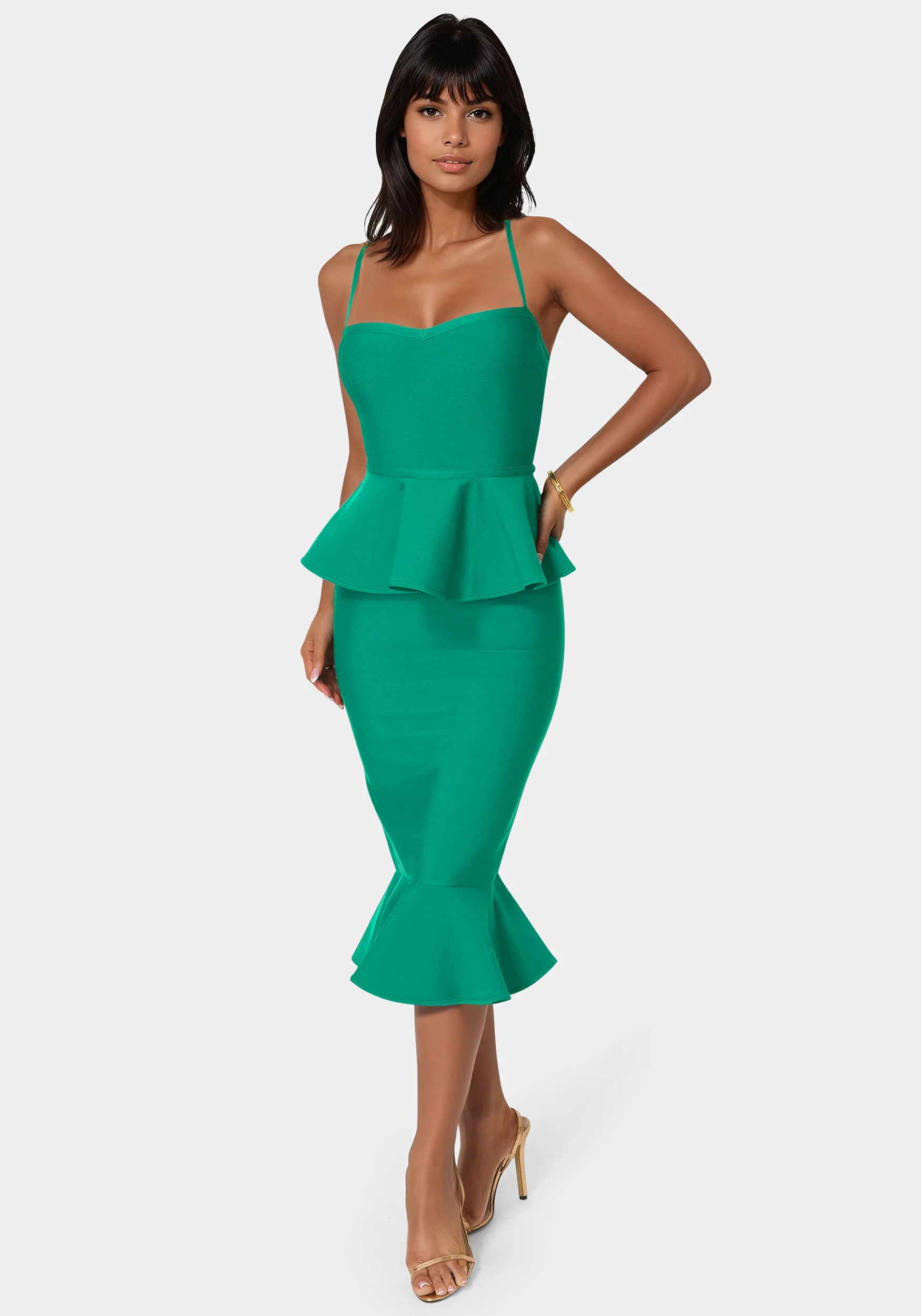 Peplum Bandage Midi Dress