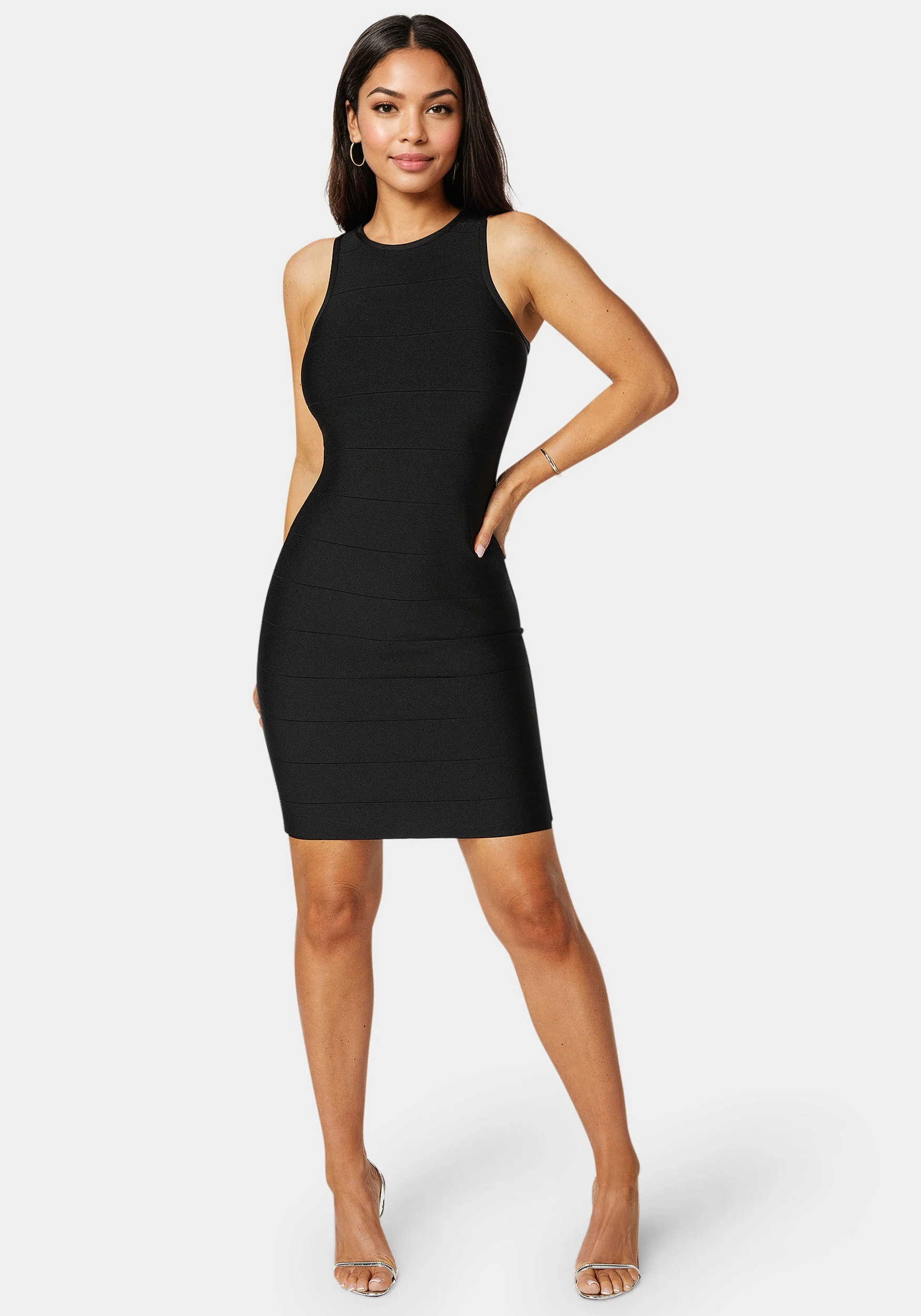 Racer Neck Bandage Short Dress