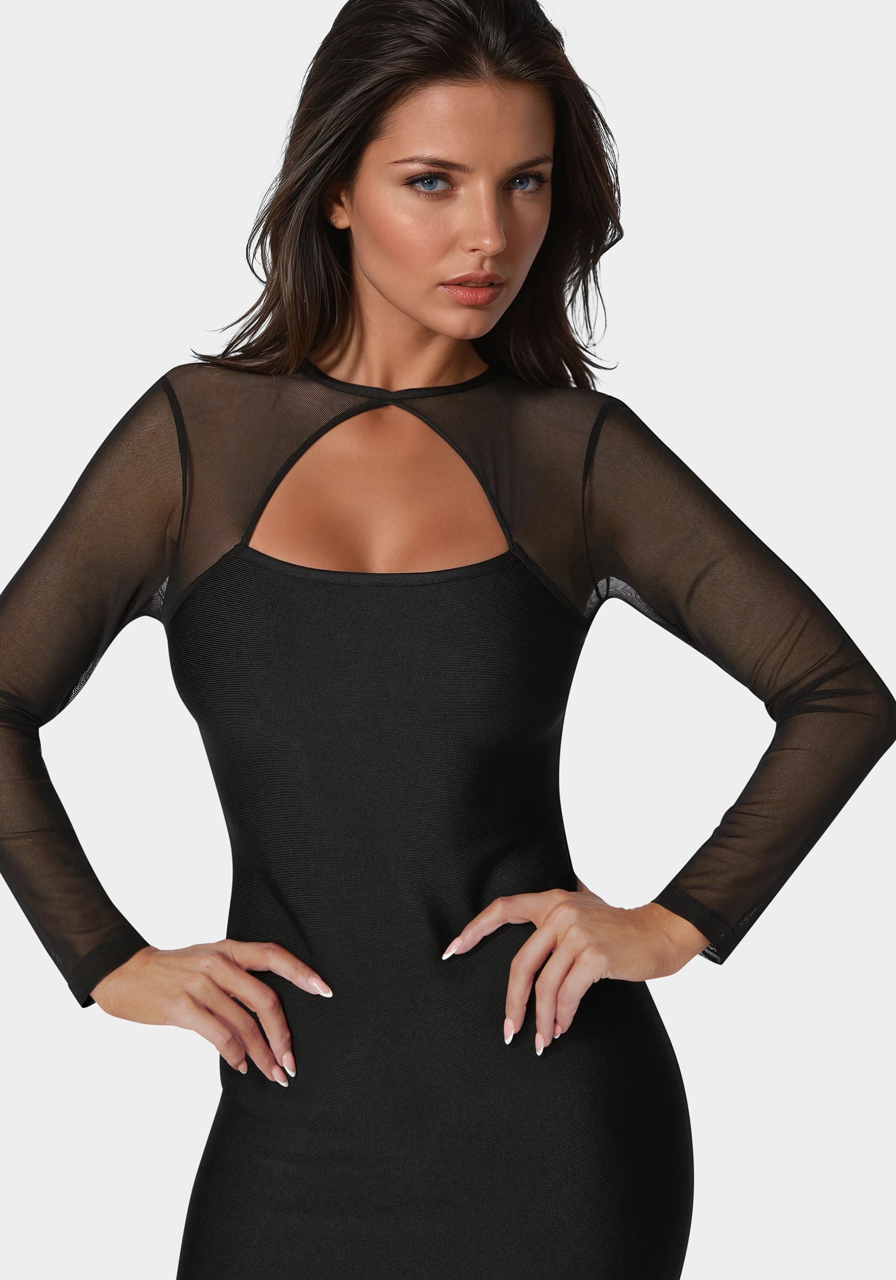 4781-longsleeve-mesh-peek-a-boo-bandage-dress-4.jpg Longsleeve Mesh Peek A Boo Bandage Dress