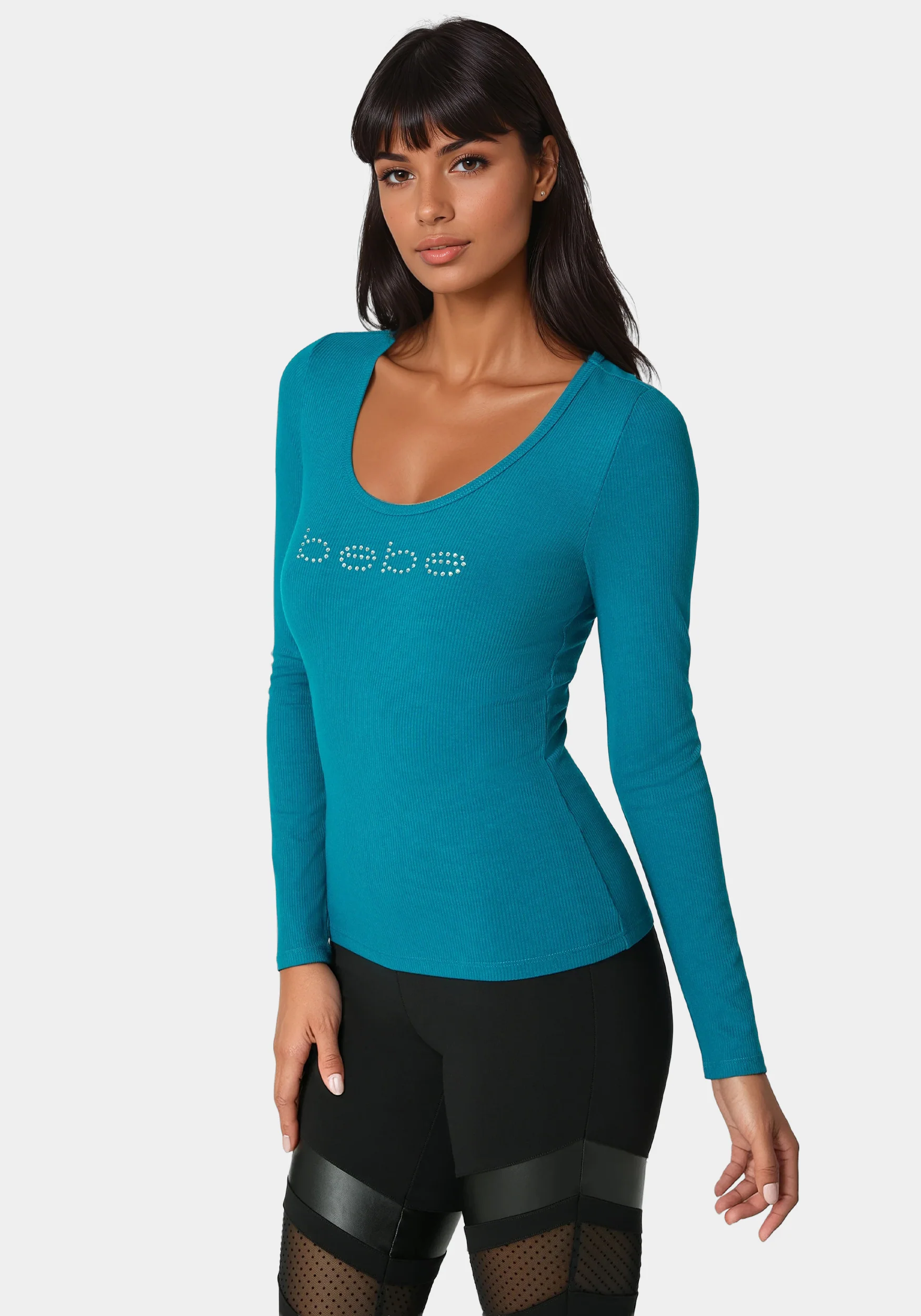 4905-bebe-logo-long-sleeve-scoop-neck-single-stone-rib-top-2.webp Bebe Logo Long Sleeve Scoop Neck Single Stone Rib Top