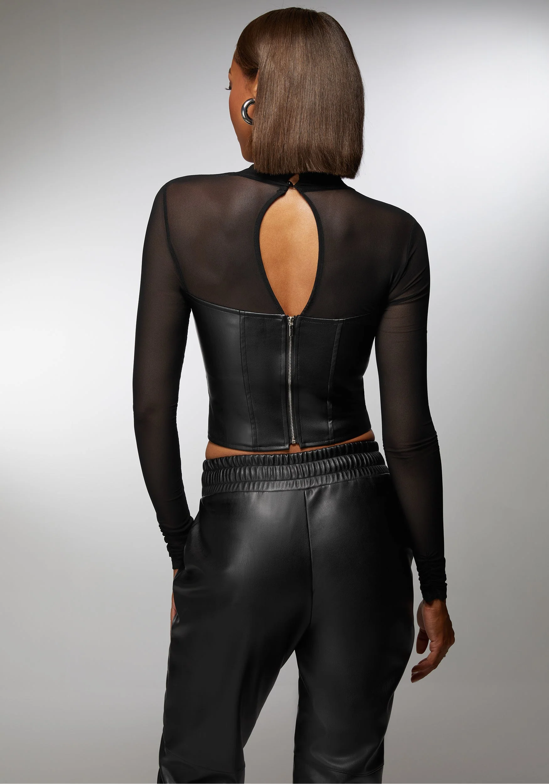 5118-mock-neck-mesh-combo-vegan-leather-top-3.webp Mock Neck Mesh Combo Vegan Leather Top