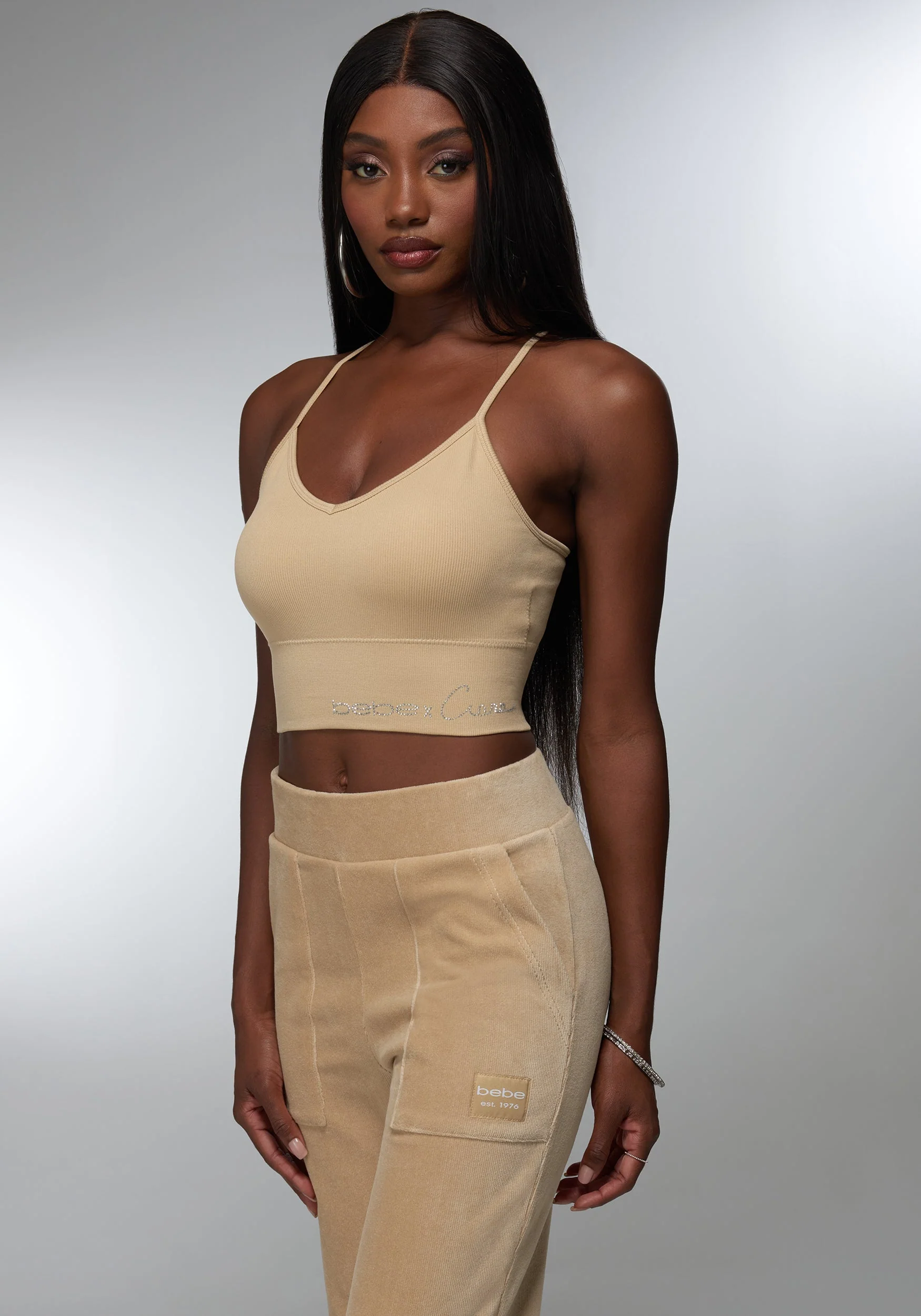5375-rhinestone-logo-v-neck-bra-tank-2.webp Rhinestone Logo V Neck Bra Tank