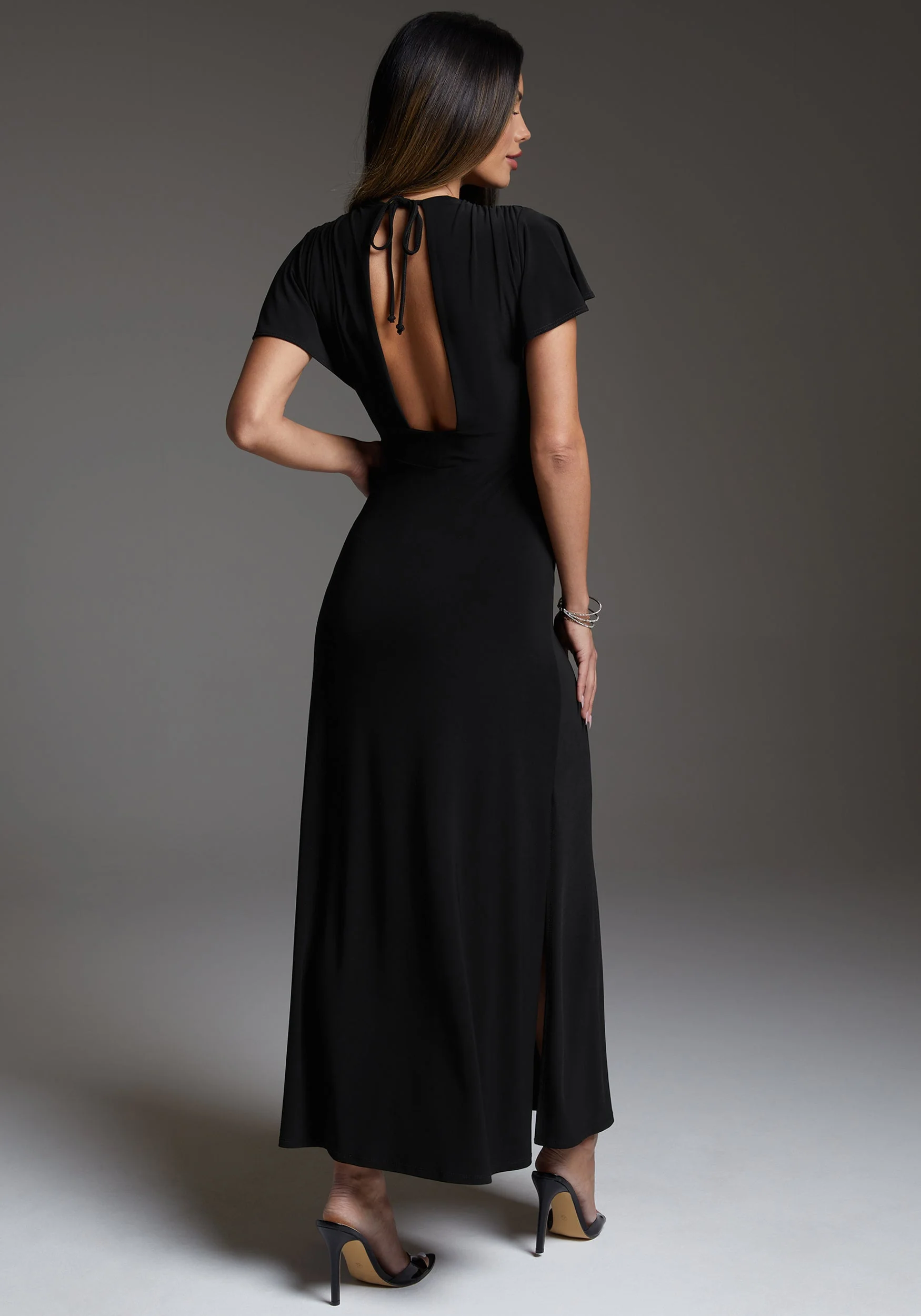 5925-cap-sleeve-v-neck-full-maxi-dress-2.webp Cap Sleeve V-Neck Full Maxi Dress