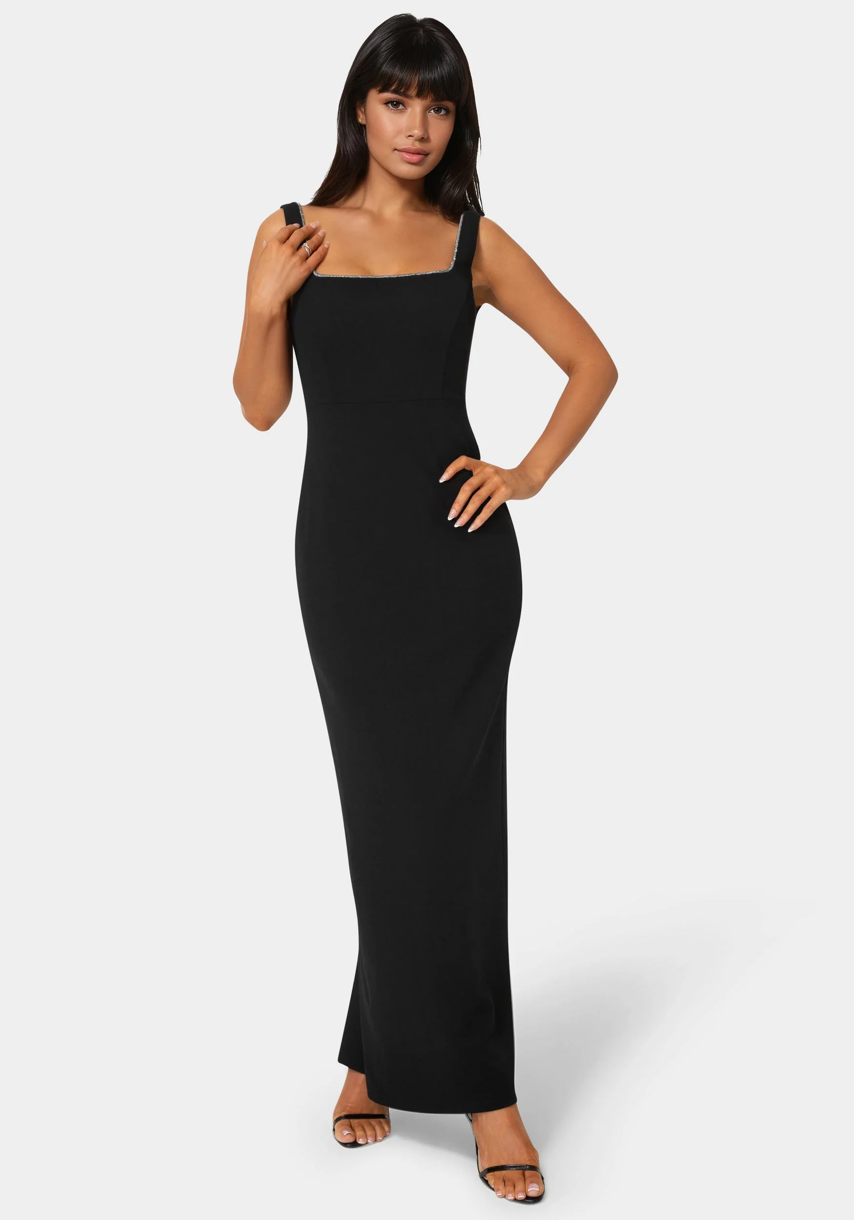 Square Neck Maxi Dress with Rhinestone
