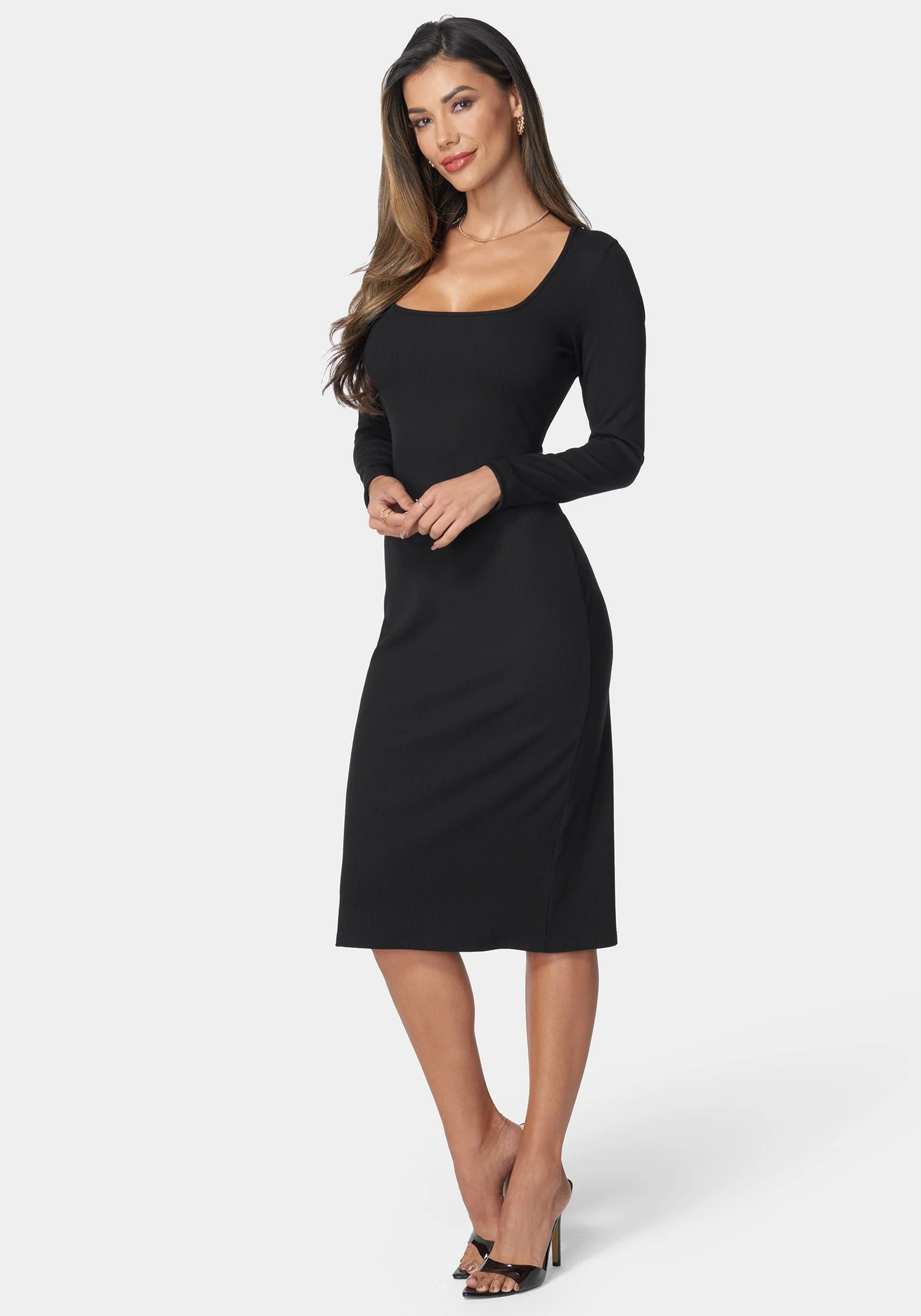 6019-long-sleeve-square-neck-rib-midi-dress-2.webp Long Sleeve Square Neck Rib Midi Dress