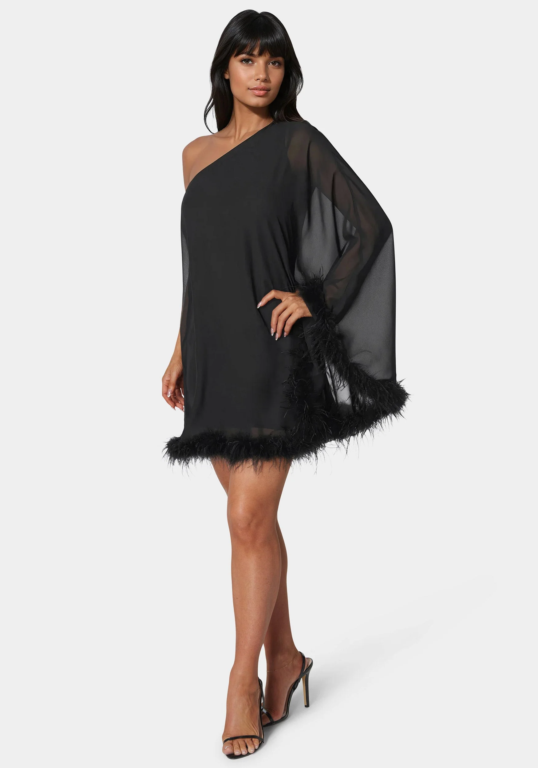 6348-one-shoulder-feather-cape-dress-1.webp One Shoulder Feather Cape Dress