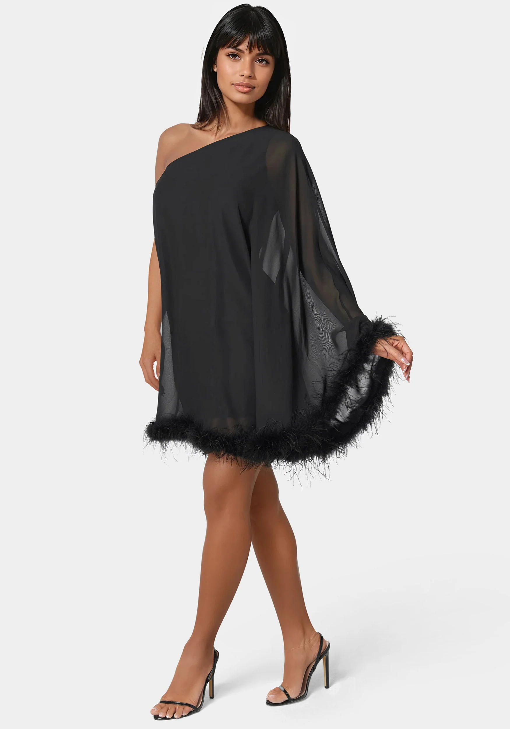 6348-one-shoulder-feather-cape-dress-2.webp One Shoulder Feather Cape Dress