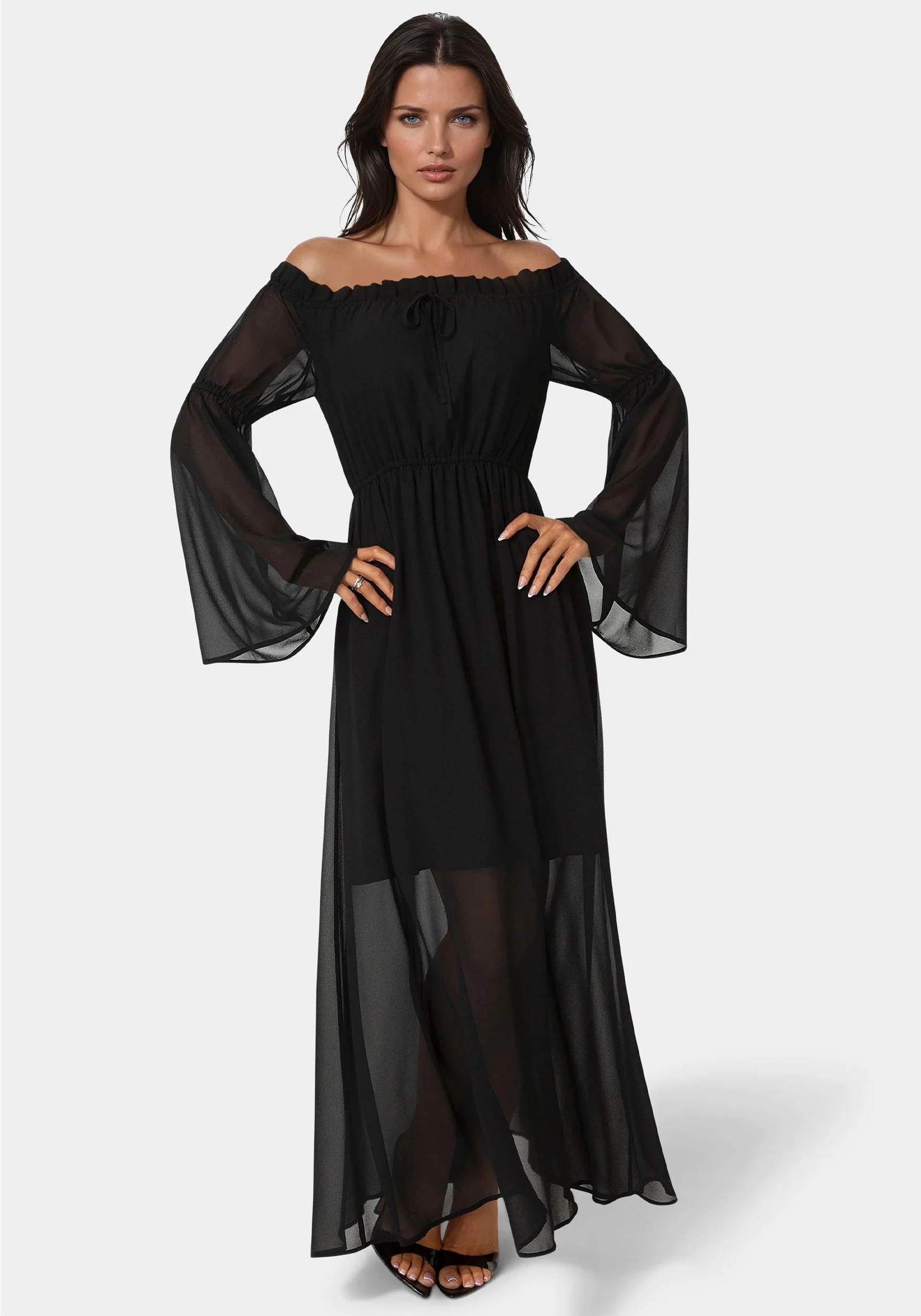 Off the Shoulder Bell Sleeve Maxi Dress