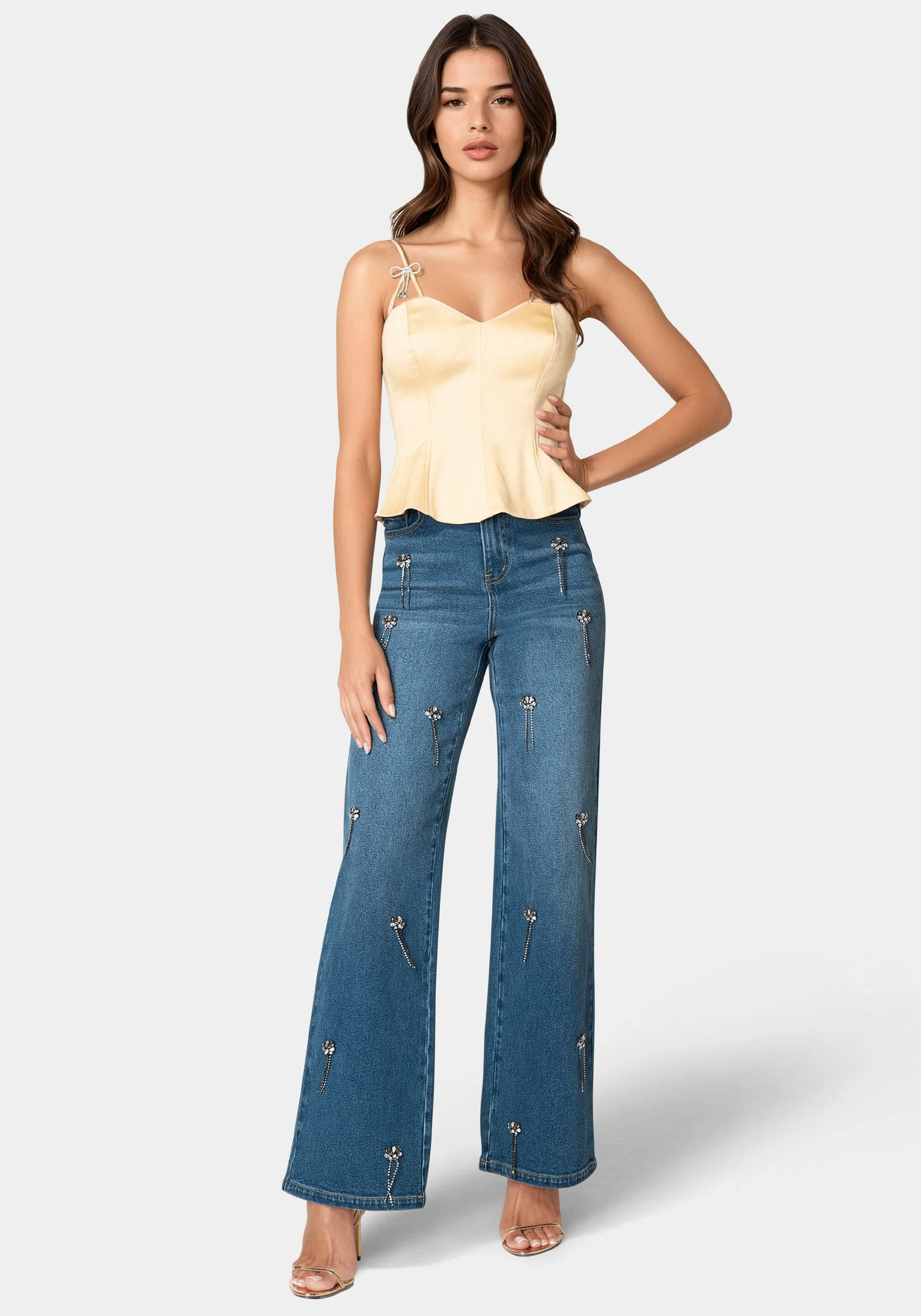 7309-high-waist-clustered-rhinestone-wide-leg-jeans-4.webp High Waist Clustered Rhinestone Wide Leg Jeans