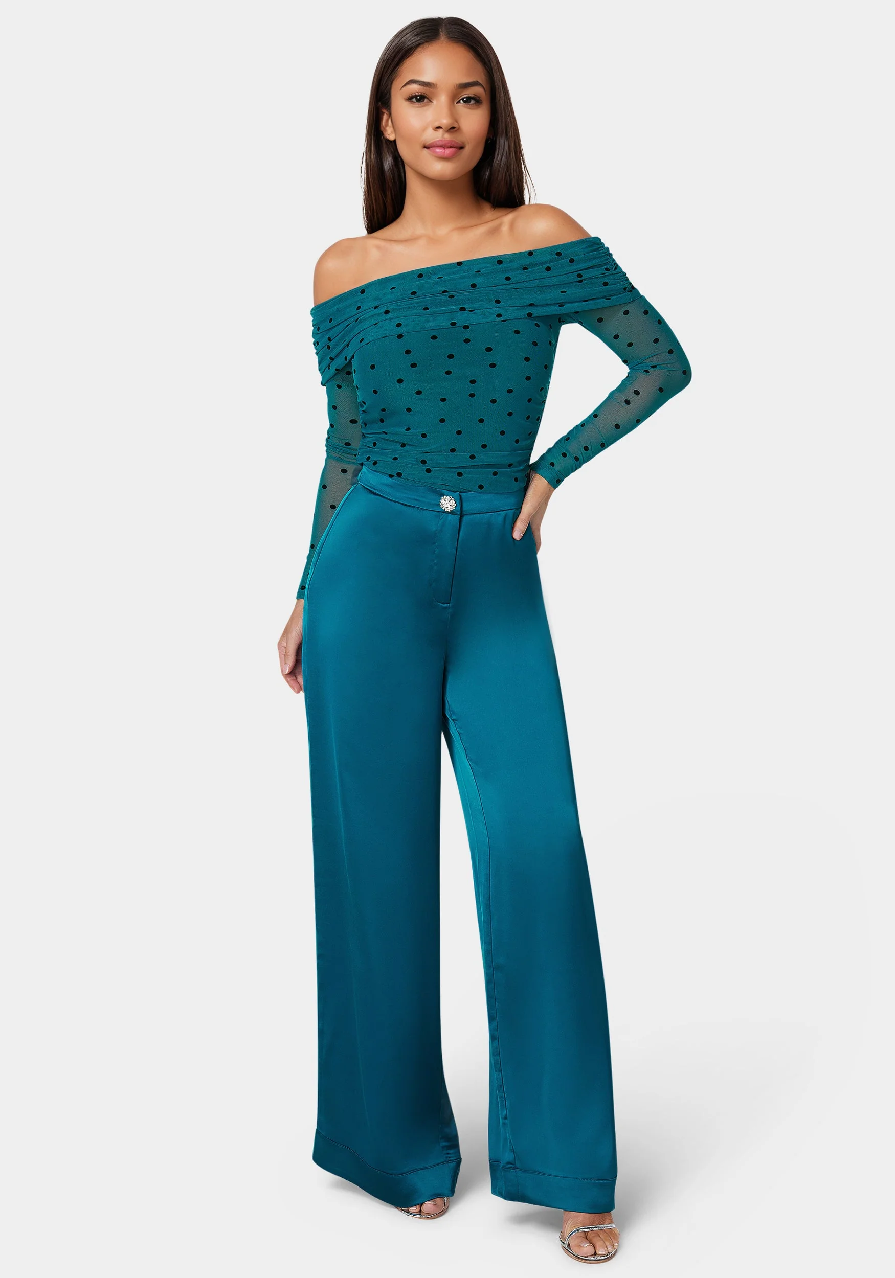 7334-off-shoulder-flocked-mesh-top-1.webp Off Shoulder Flocked Mesh Top