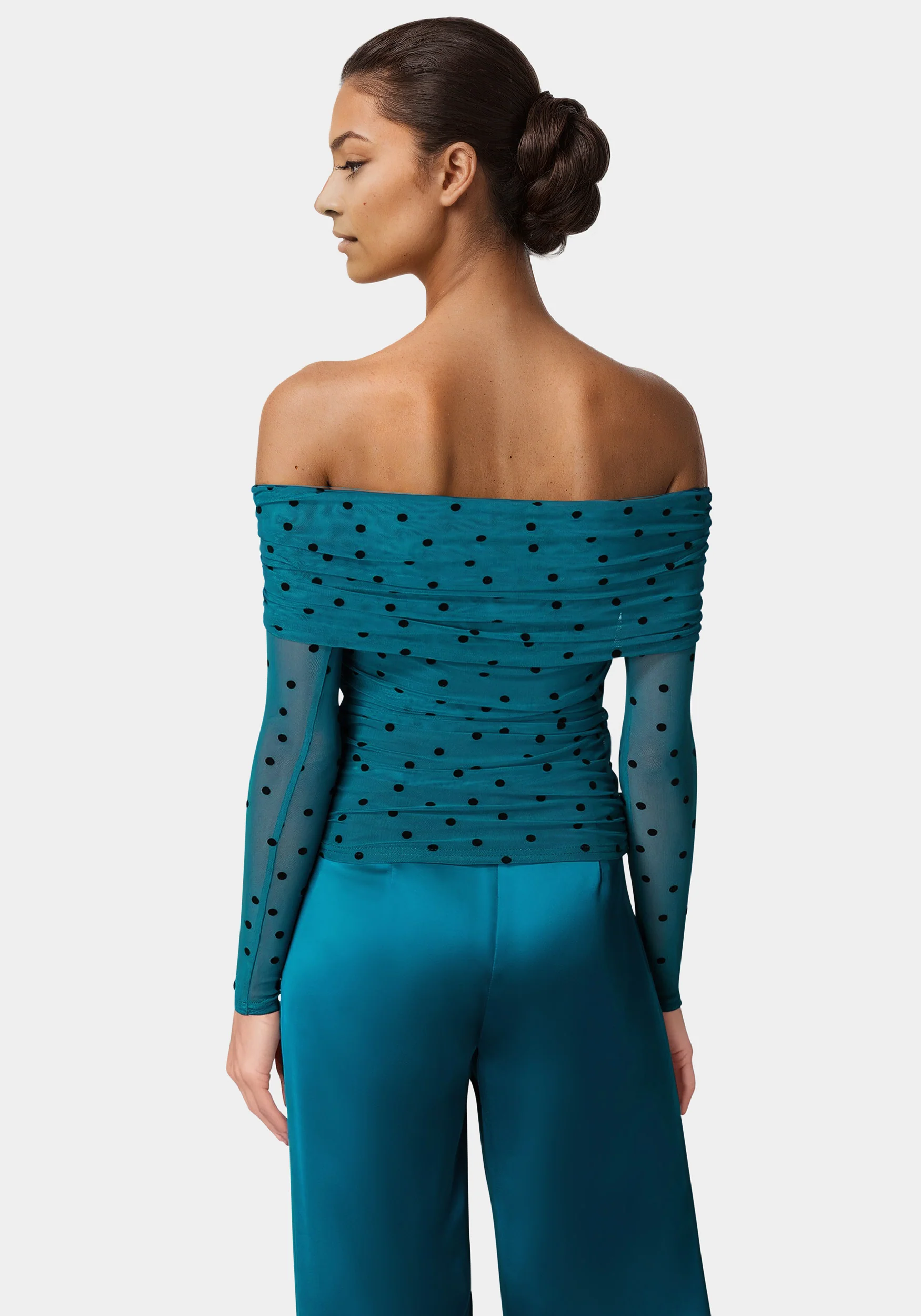7334-off-shoulder-flocked-mesh-top-4.webp Off Shoulder Flocked Mesh Top