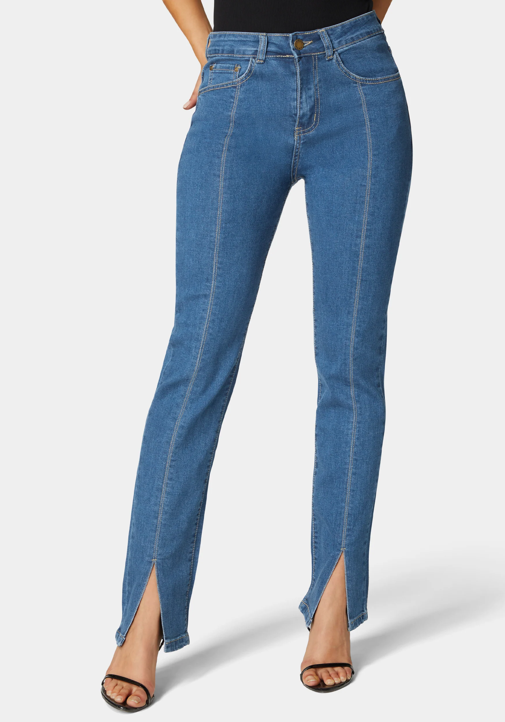 High Rise Bootleg With Hem Slit Jean