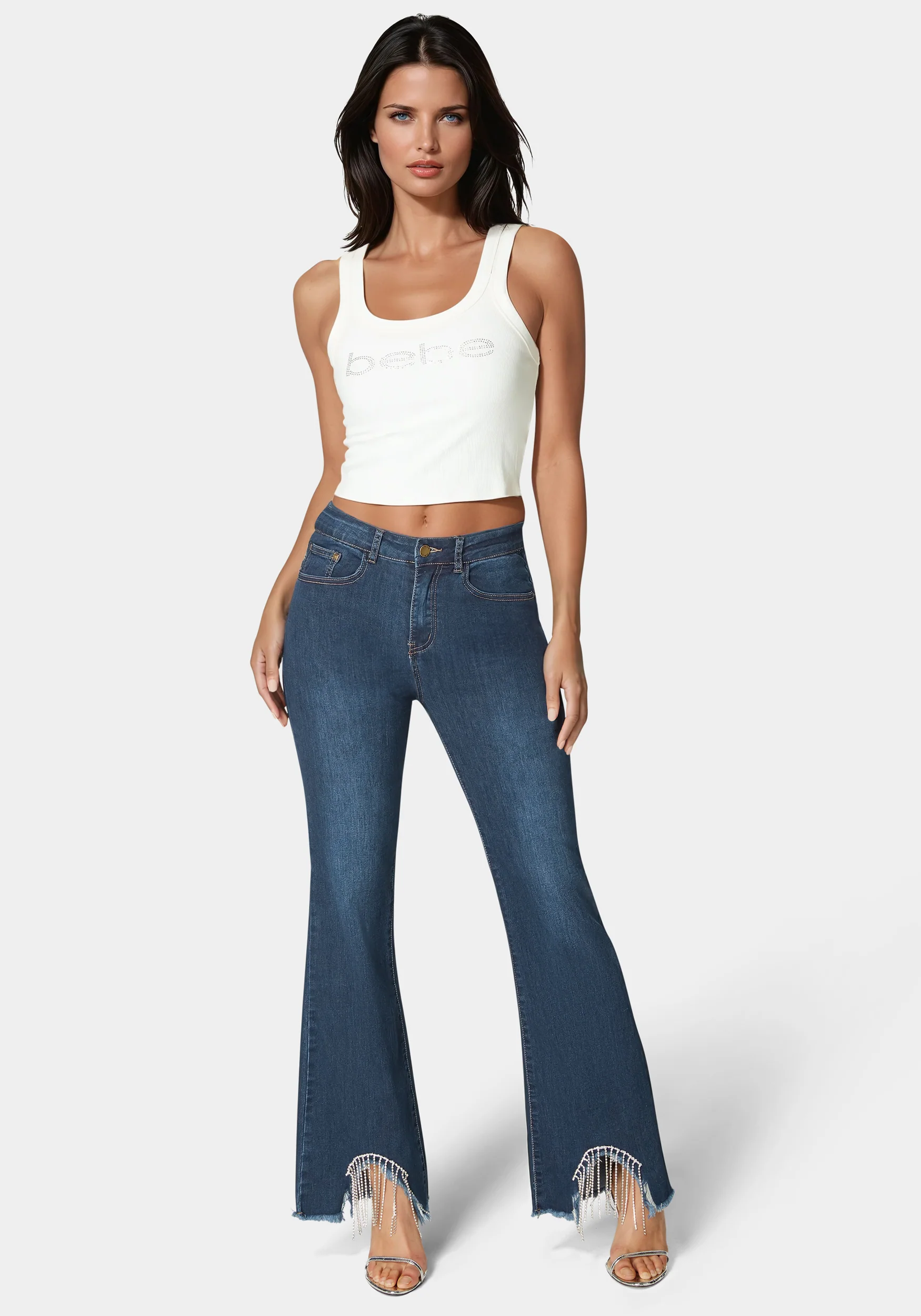 Flare Pant With Rhinestone Fringe