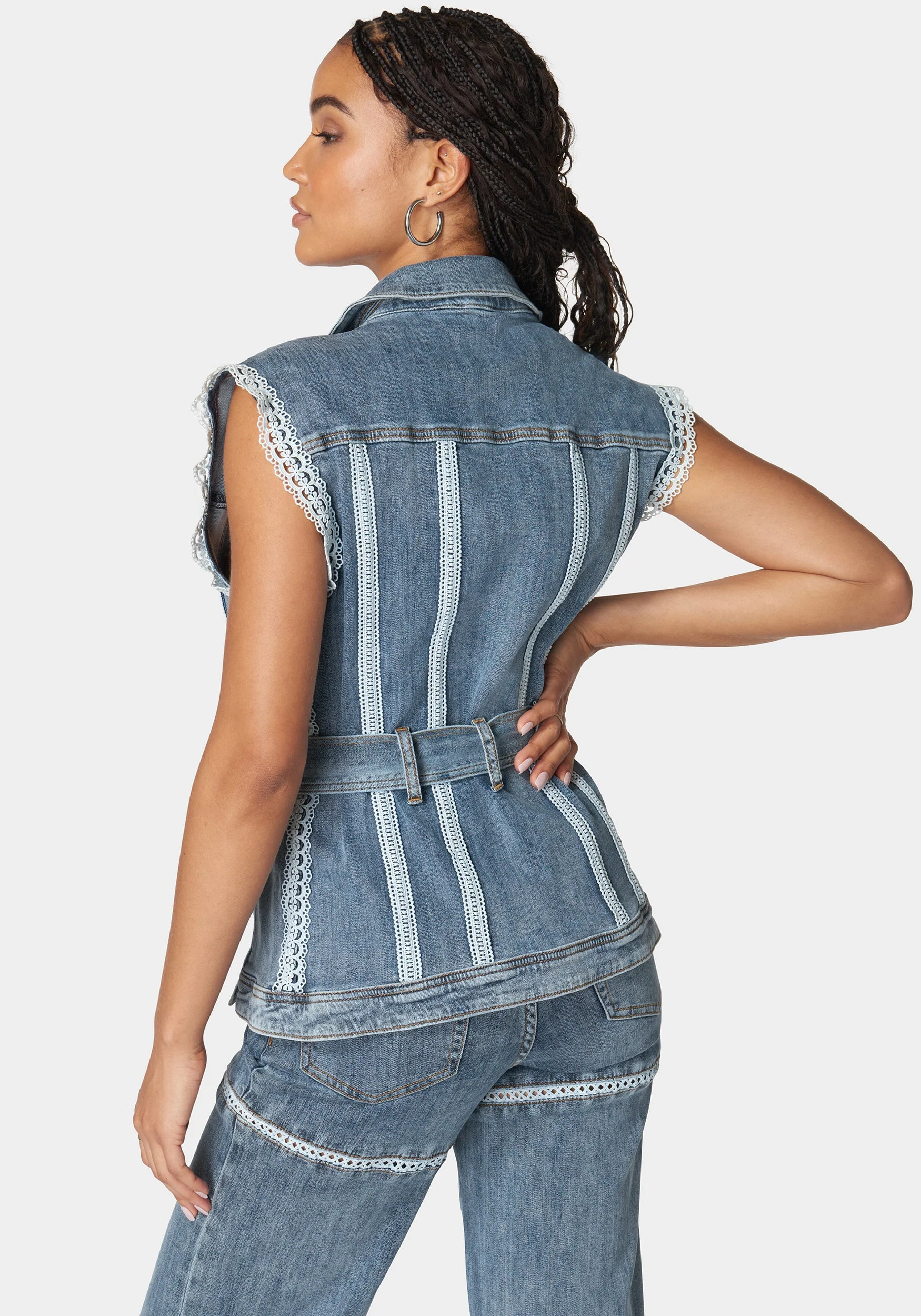 8874-semi-fitted-lace-applique-denim-vest-3.webp Semi Fitted Lace Applique Denim Vest