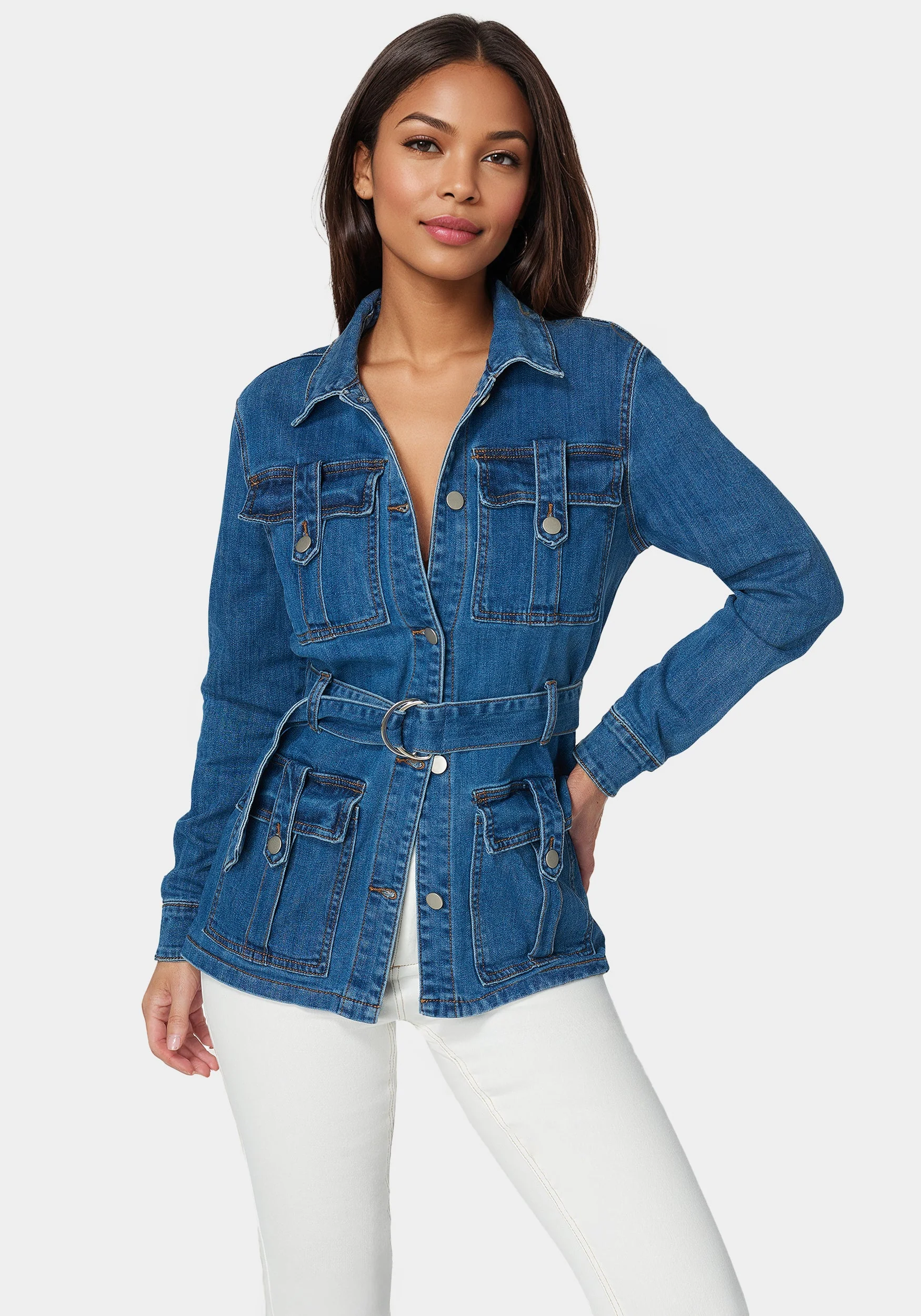 Semi Fitted Utility Denim Jacket