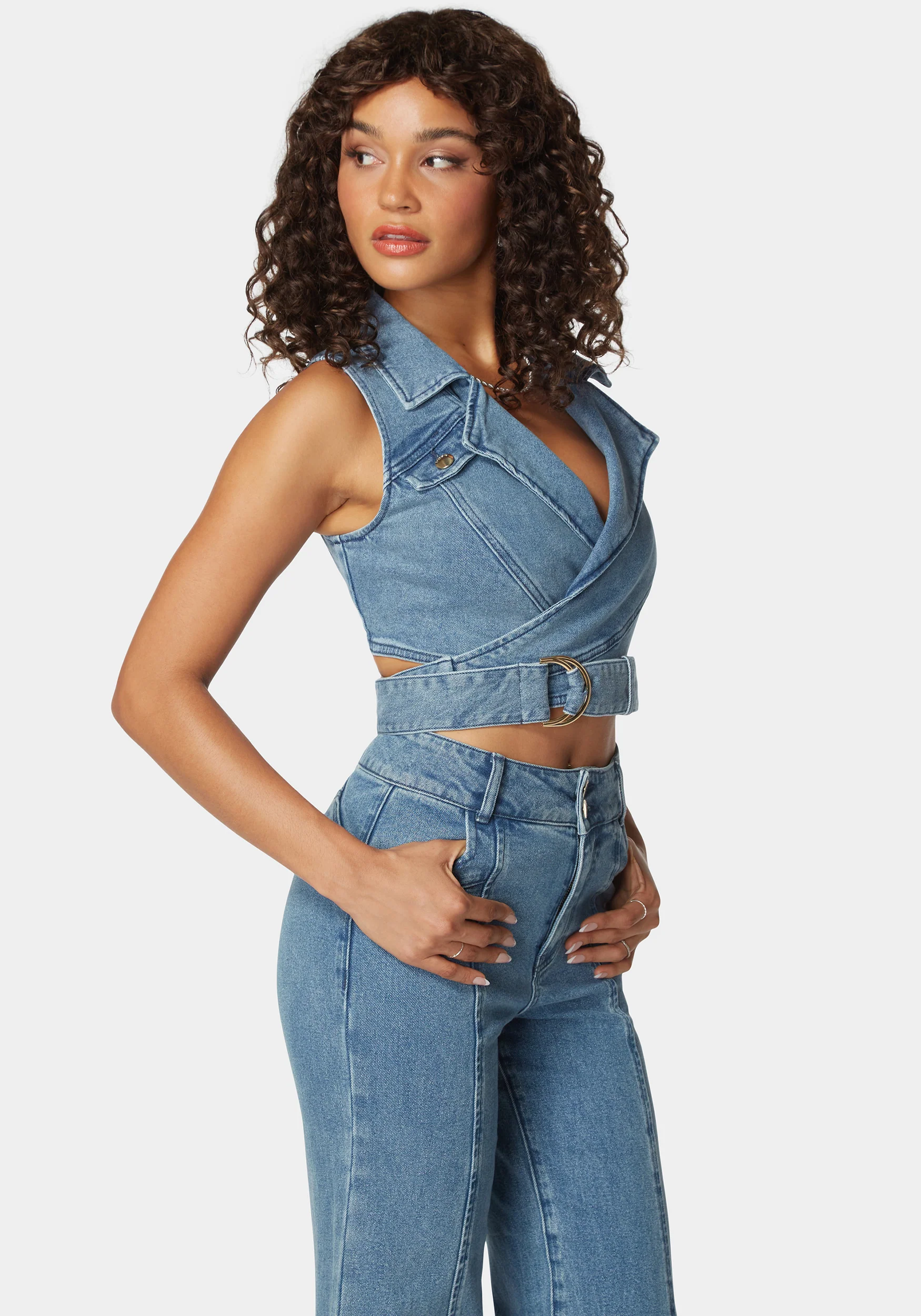 9215-d-ring-belt-denim-wrap-top-2.webp D Ring Belt Denim Wrap Top