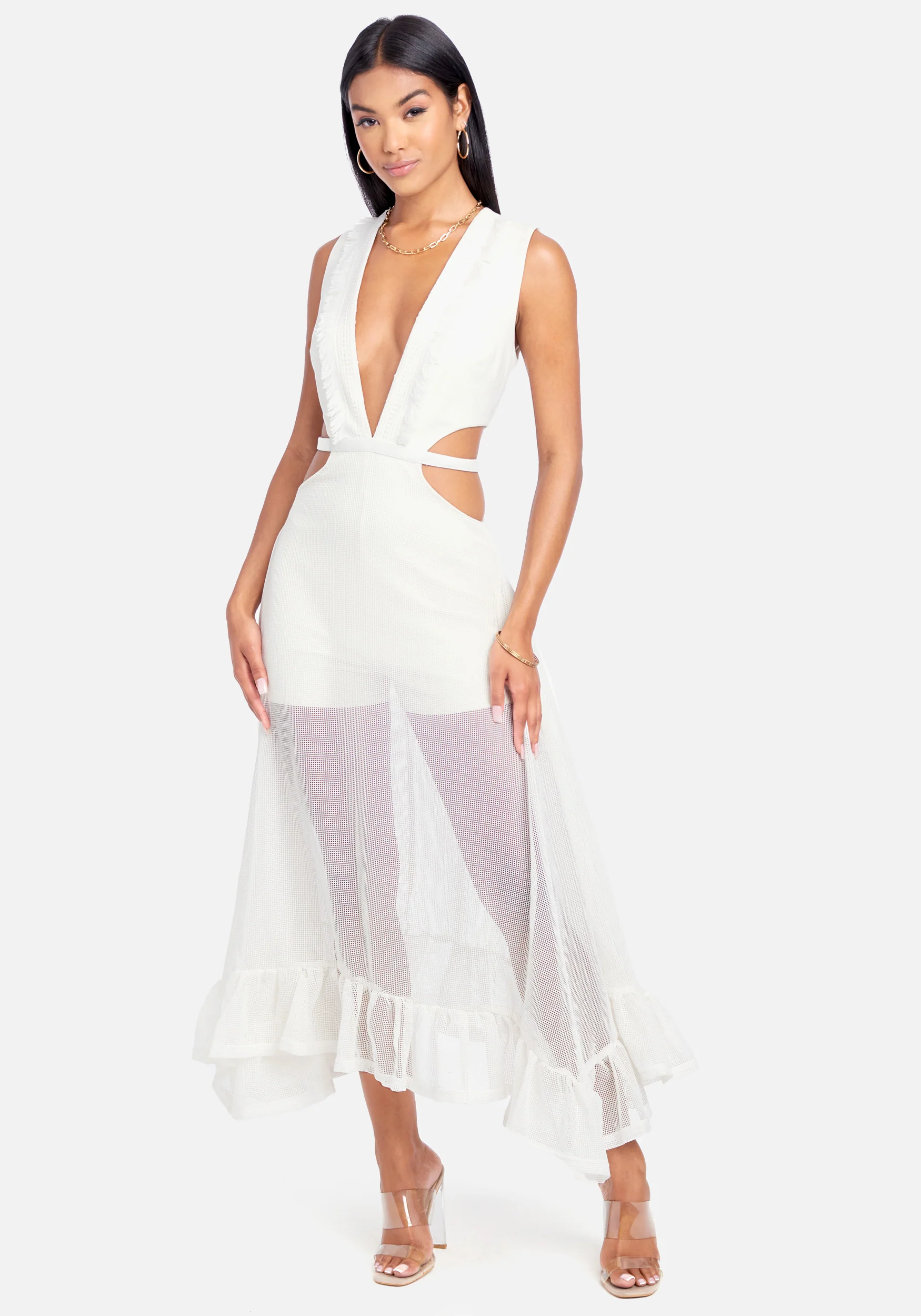 9508-fringe-mesh-plunge-maxi-gown-1.webp Fringe Mesh Plunge Maxi Gown